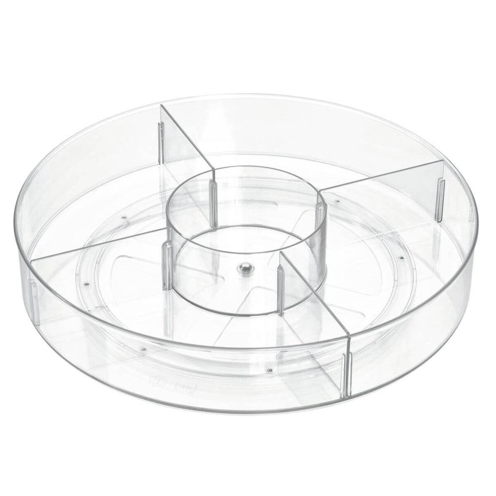 iDesign Divided Cabinet Turntable - 2-Tier Spinning Organizer for Kitchen, Bathroom & Pantry | Space-Saving Storage Solution for Spices, Makeup & Small Items | The Home Edit Collection