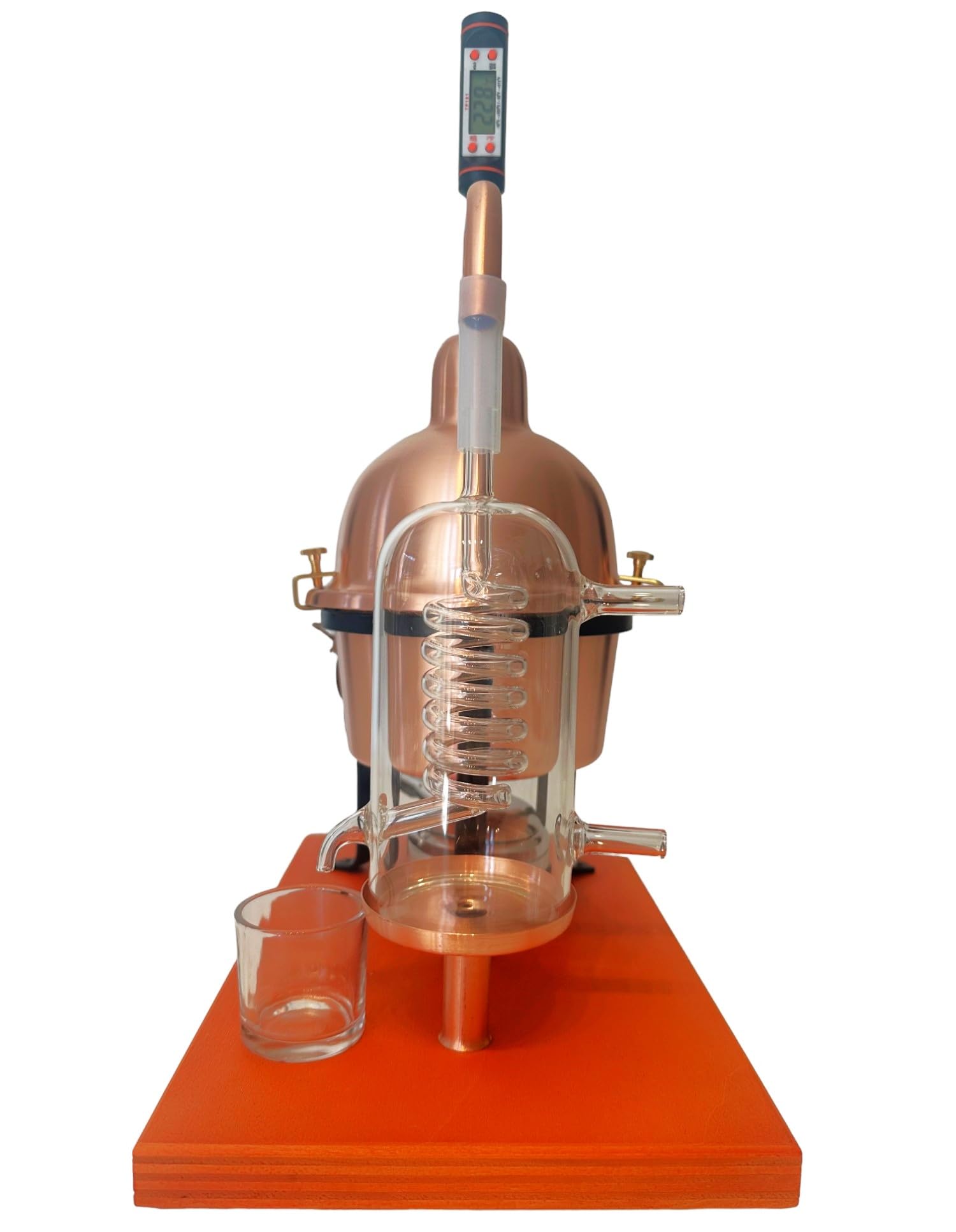 Premium Alembic Copper Essential Oil Distiller with Glass Condensing Coil - Perfect for Home Aromatherapy, DIY Essential Oils & Herbal Extractions