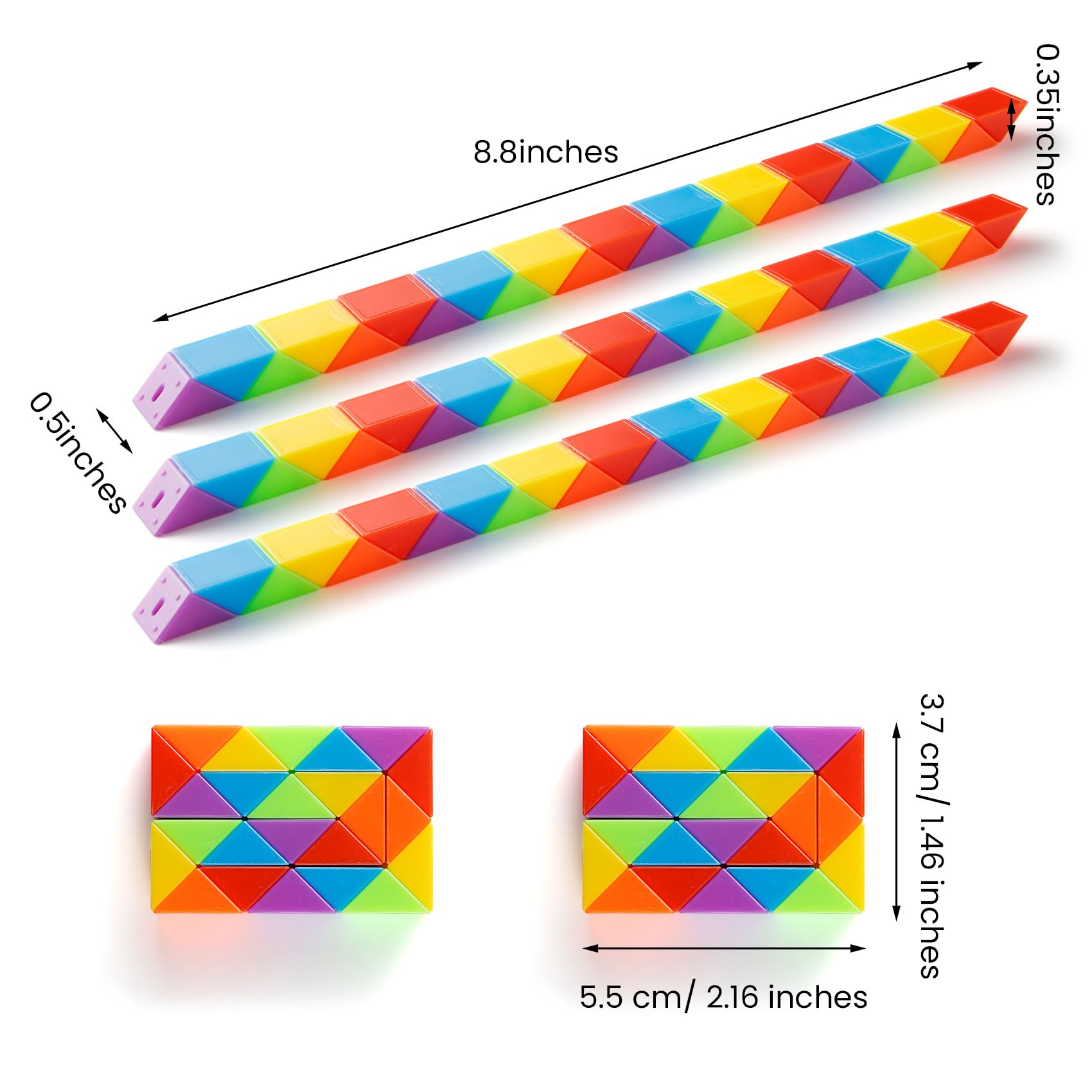 Rainbow Twist Puzzle Snake Cube Toy for Kids - Party Favors, School Prizes & Stocking Stuffers - Stress Relief & Focus Aid