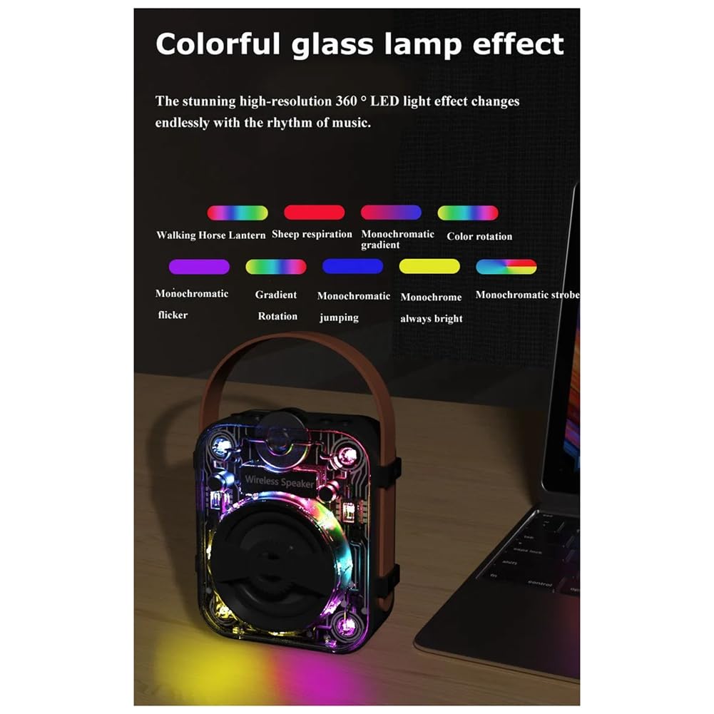 Begchy Wireless RGB TWS Stereo Bluetooth Speaker with TF Card/USB/AUX Input, Portable Subwoofer for Home, Party, Outdoor Music - 1 Set