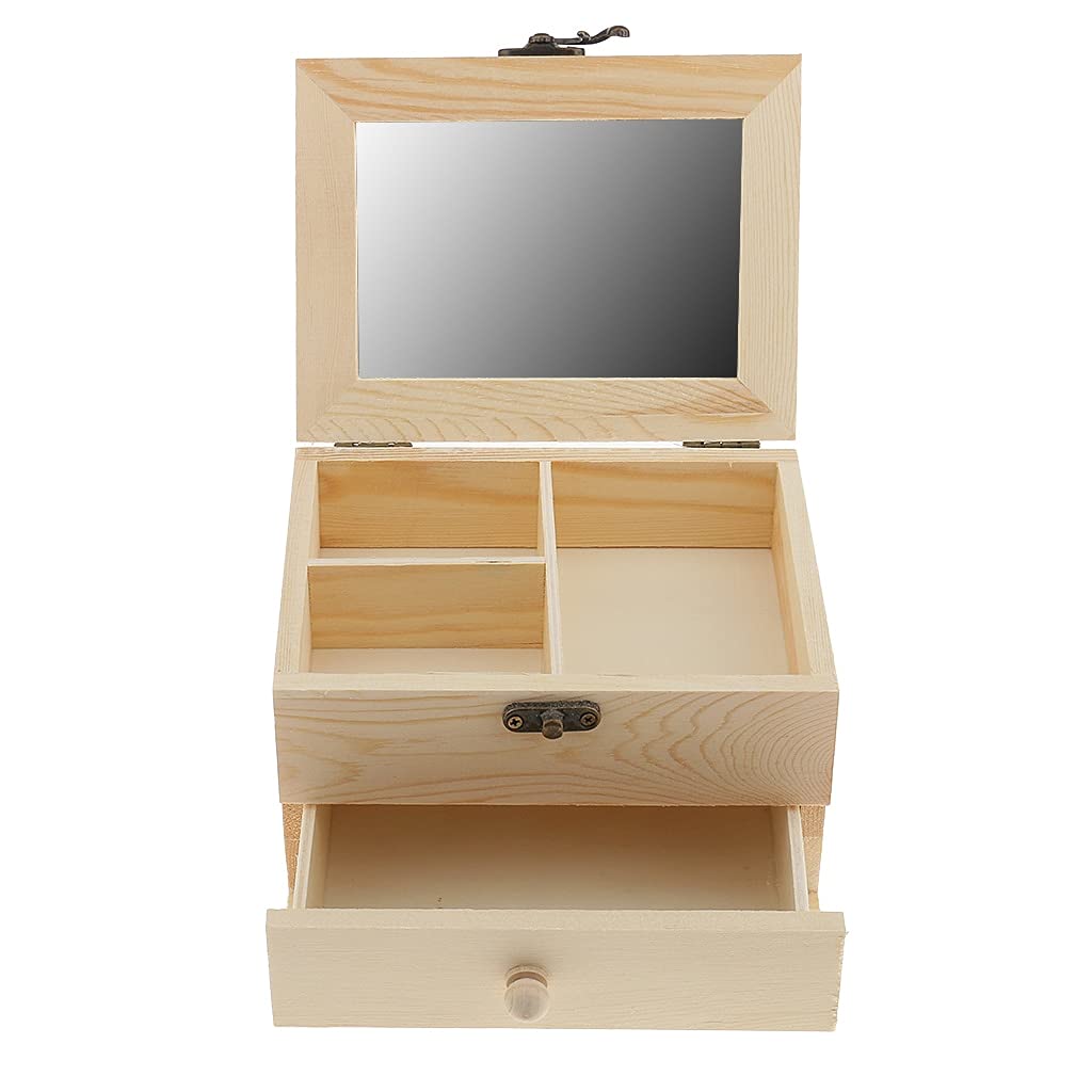 2-Layer Unfinished Plain Wooden Jewelry Box - Necklace, Bracelet & Ring Display Case with Storage | Perfect for Jewelry Organizers, Gift Boxes & Boutique Displays