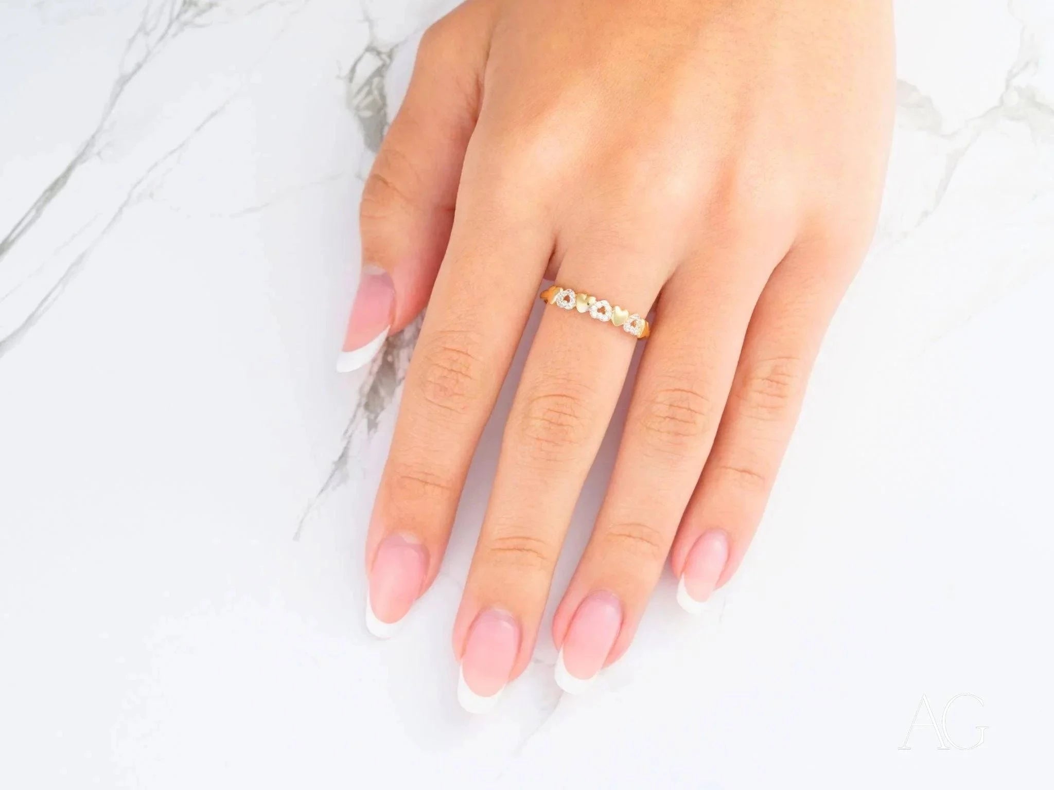 18K Yellow Gold CZ Heart Ring - Elegant & Heartfelt Jewelry for Women | Perfect Gift for Valentine's Day, Anniversary & Romantic Occasions