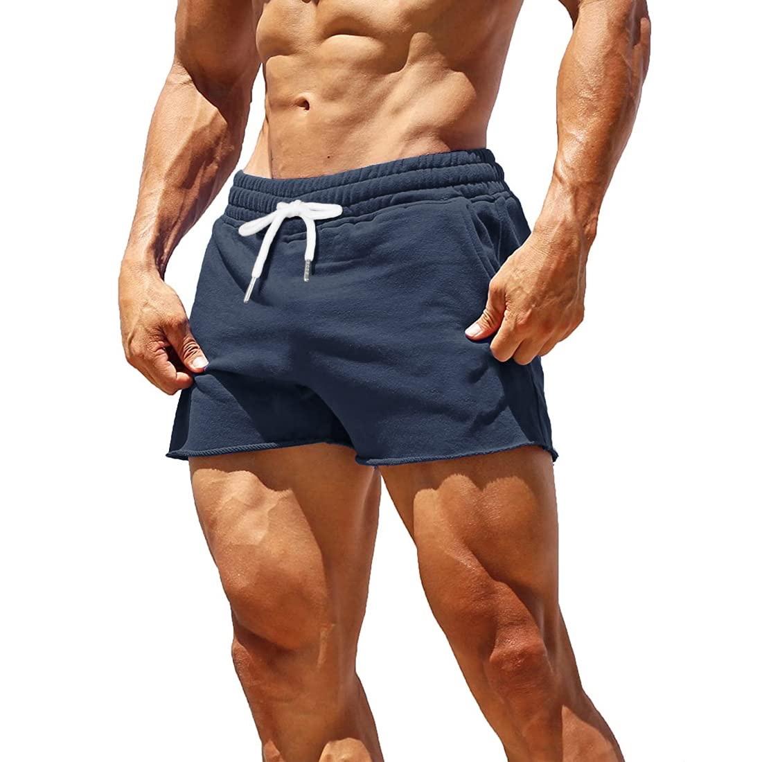 GYMAPE Men's 3-Inch Inseam Gym Shorts - Breathable Terry Cotton Workout Shorts with Pockets for Bodybuilding, Running & Casual Wear | Perfect for Gym, Sports & Summer Activities