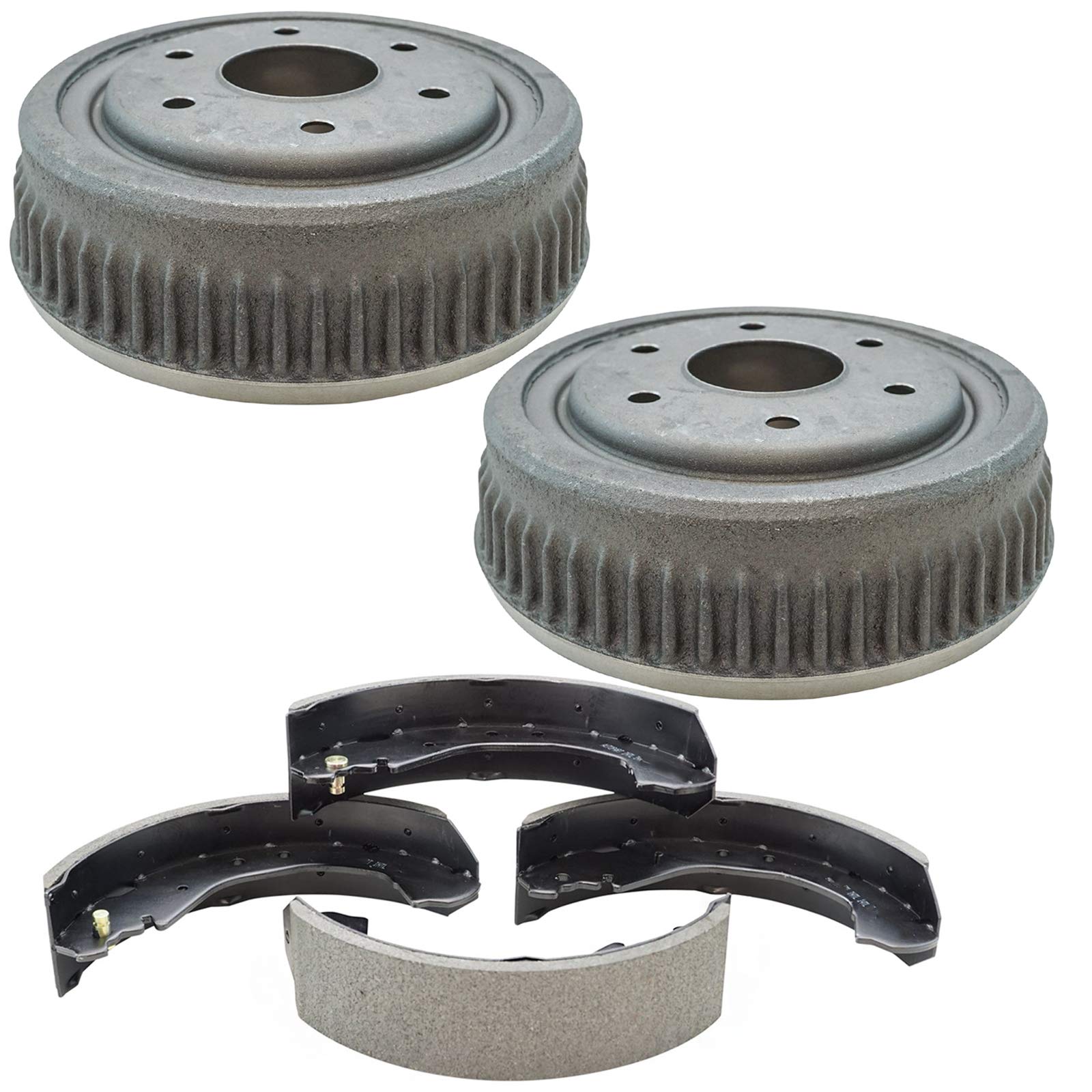 Rear Brake Drum & Shoe Kit Set for Chevy Silverado/GMC Sierra 1500/2500/3500 Pickup Trucks & SUVs - Durable Replacement Parts for Smooth Braking Performance - Perfect for Off-Roading, Towing & Daily Commuting