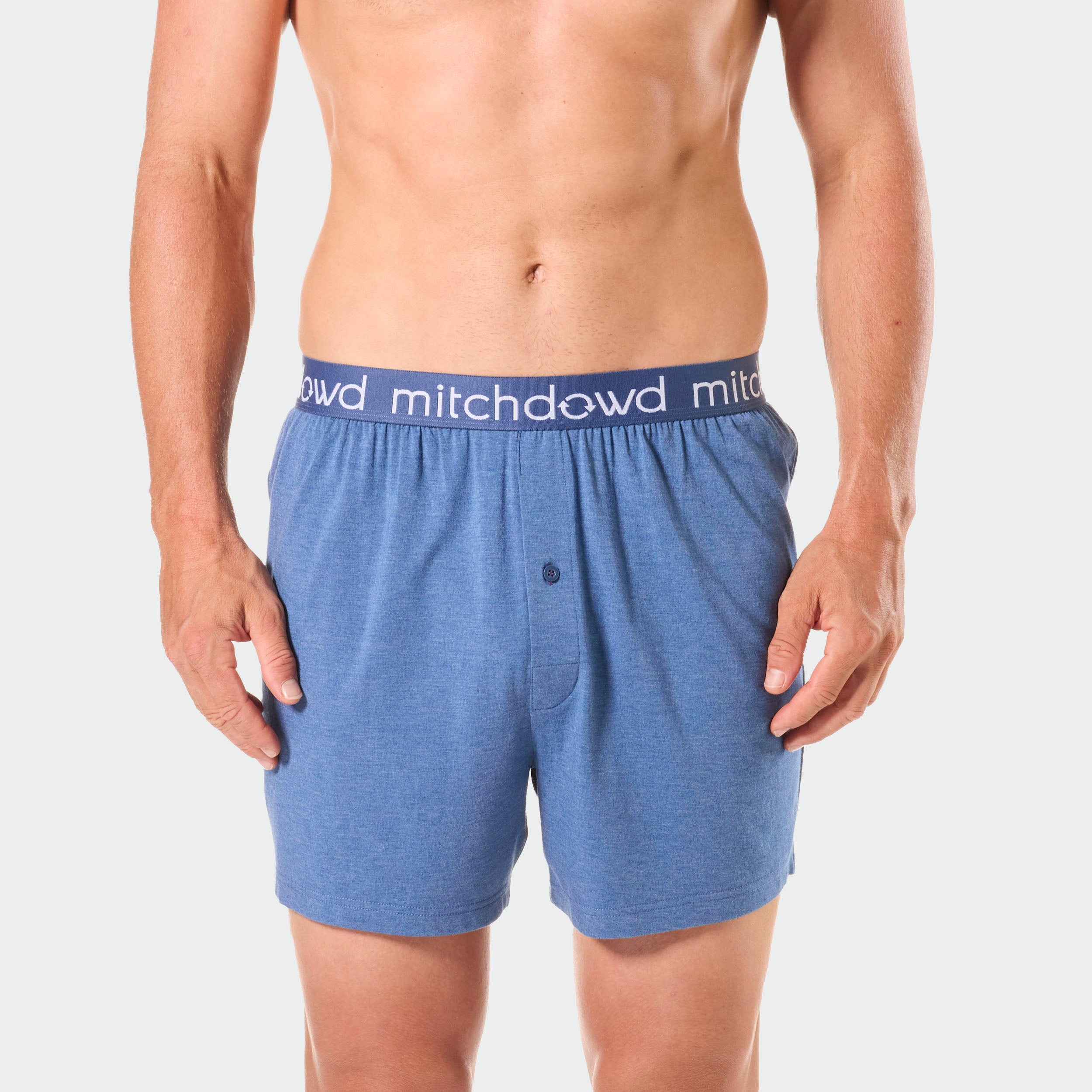 Men's Bamboo Loose Knit Boxer Shorts - Breathable & Comfortable Blue Marle Underwear for Sleep, Lounge & Everyday Wear