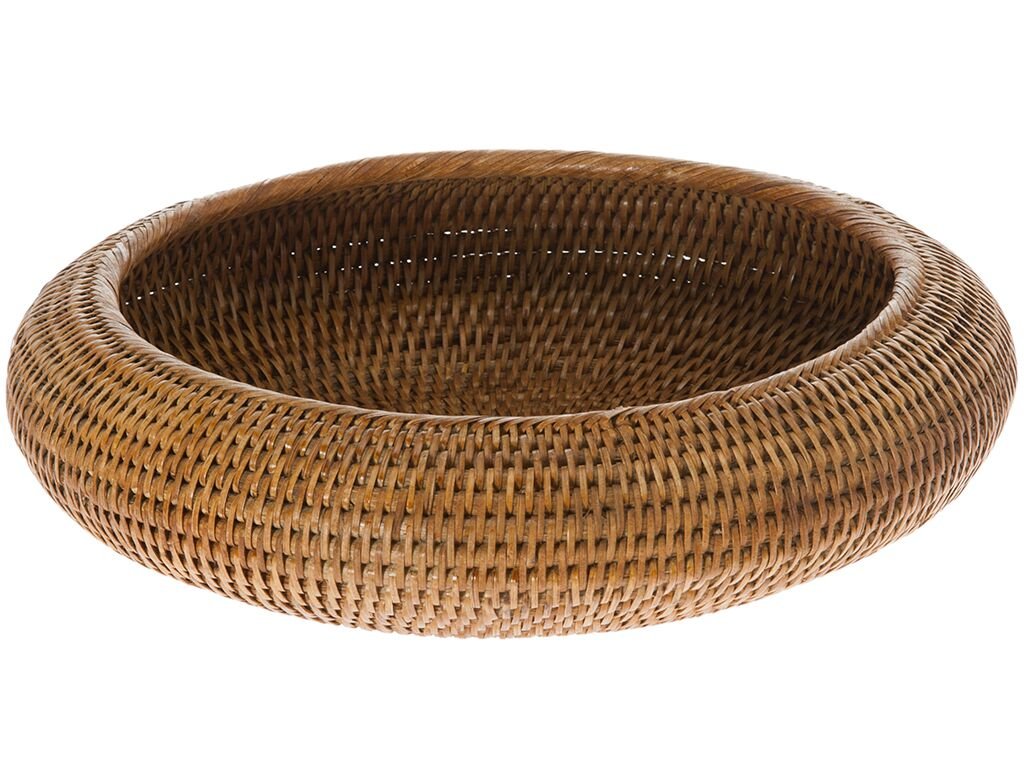 KOUBOO La Jolla Medium Honey Brown Wooden Fruit Bowl - Decorative Kitchen Countertop Display for Fruits, Vegetables, and Home Decor