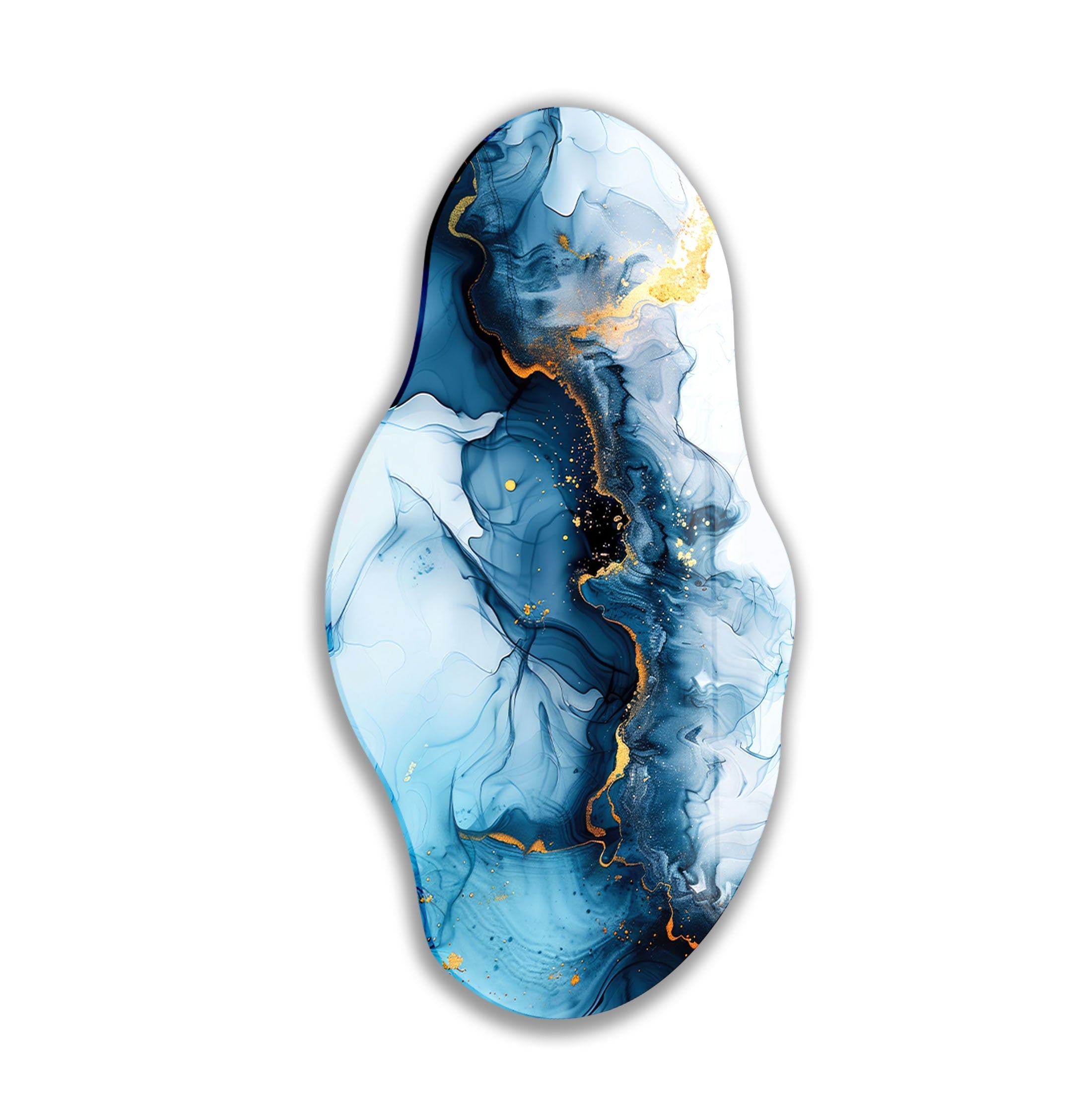 Blue Alcohol Ink Glass Wall Art - Handmade Abstract Painting for Home & Office Decor - Perfect for Living Room, Bedroom, or Gift