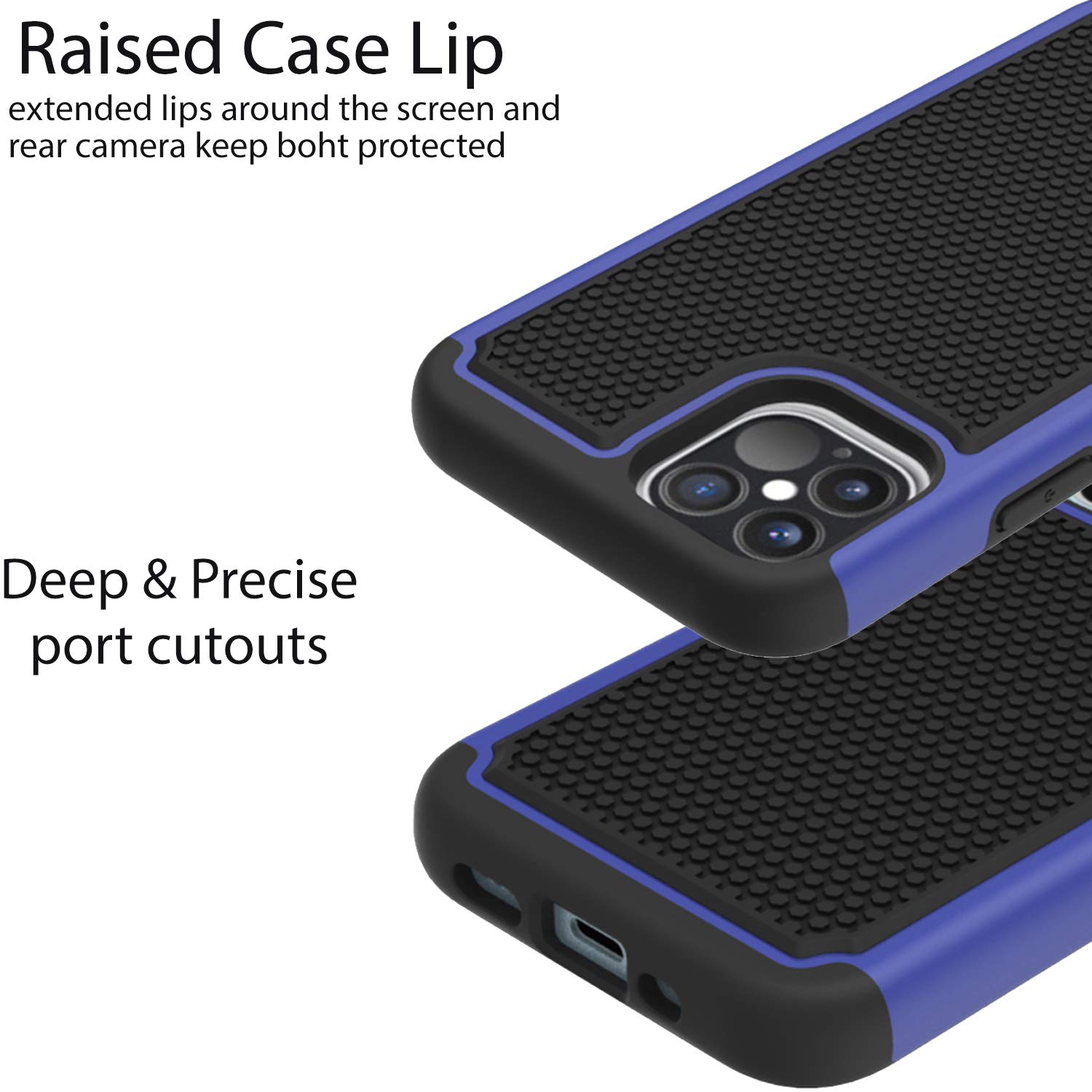 CoverON Grip Case for Apple iPhone 12 & iPhone 12 Pro (6.1 Inch) - Shockproof Dual Layer Protective Phone Cover in Blue | Perfect for Outdoor Activities, Sports & Daily Use