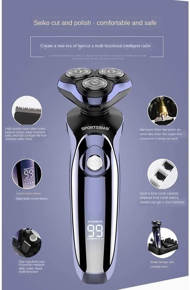 5-in-1 Electric Razor for Men - Rotary Shaver, Beard Trimmer, Nose Hair Trimmer, Wet & Dry Shaving - Perfect Gift for Dad, Husband & Boyfriend - Ideal for Travel, Home & Gym Use