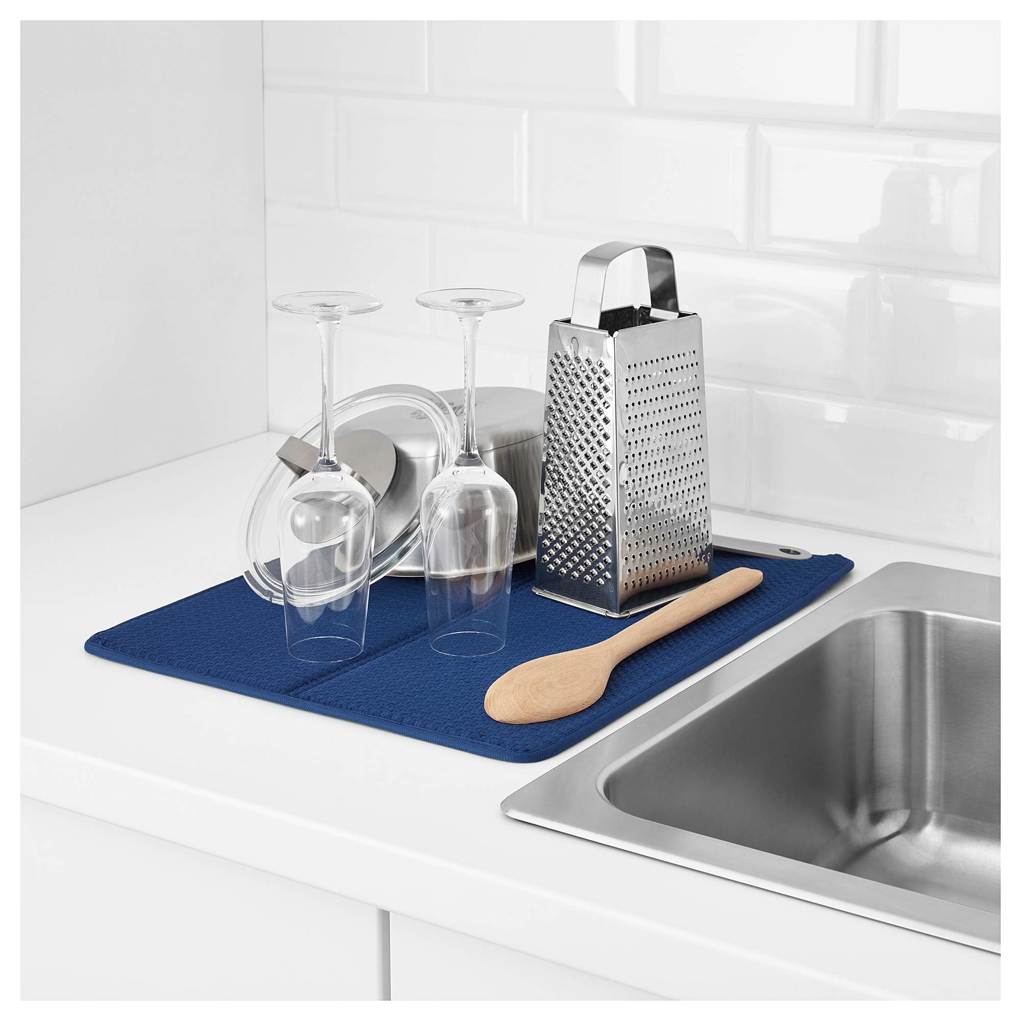 IKEA Nysköljd Dish Drying Mat - Absorbent Kitchen Countertop Mat for Dishes, Cups & Utensils - Blue - Perfect for Kitchen Counter Protection & Drying Dishes After Washing
