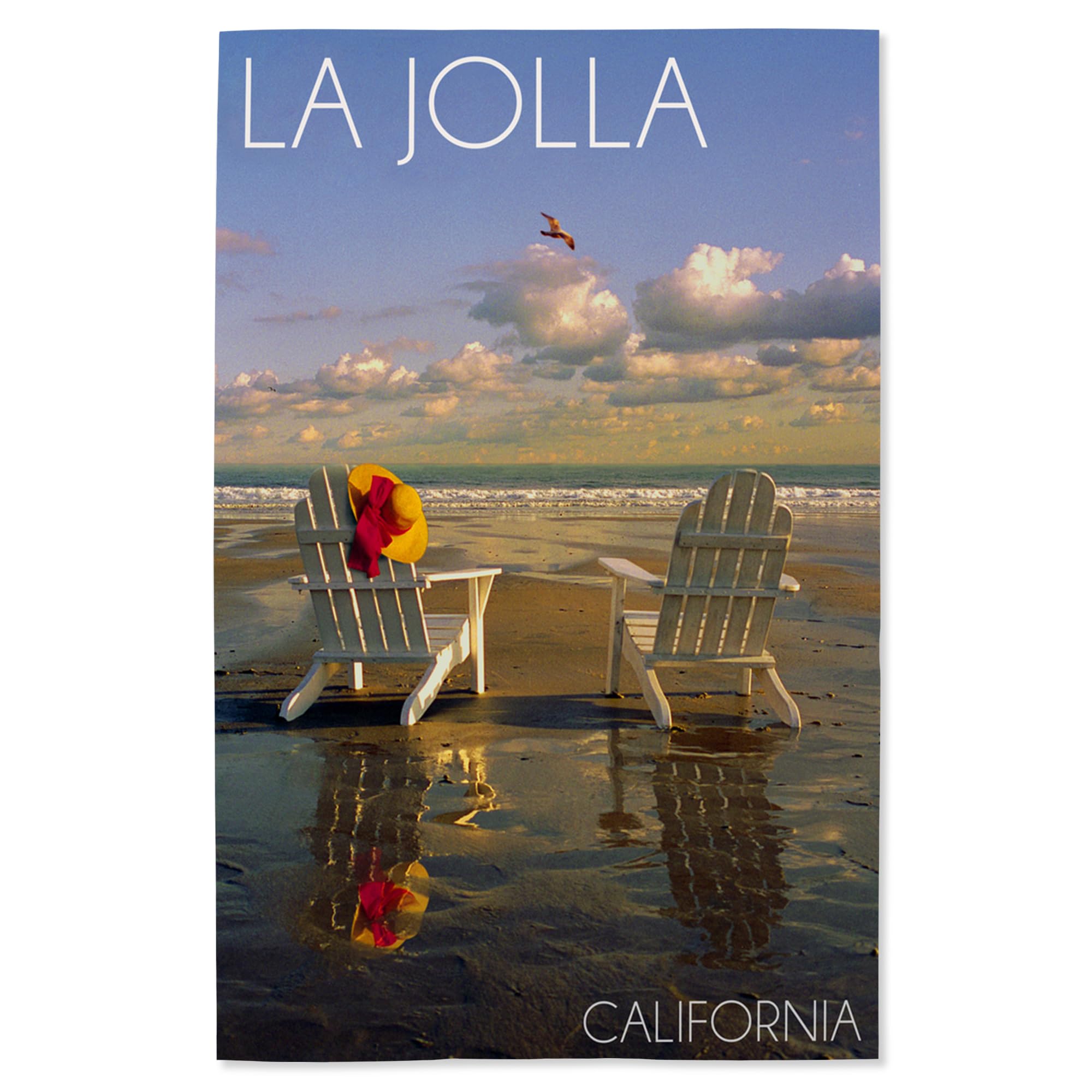 Lantern Press 16x24 Inch Giclee Art Print - La Jolla California Beach Scene with Adirondack Chairs - Premium Wall Decor for Living Room, Bedroom & Office