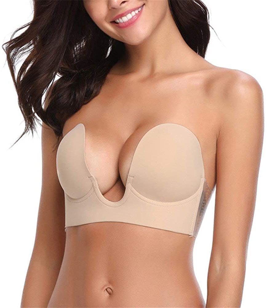 MITALOO Push Up Strapless Sticky Bra - Adhesive Invisible Backless Plunge Bra for Women | Reusable Magic Bra for Dresses, Tops & Special Occasions