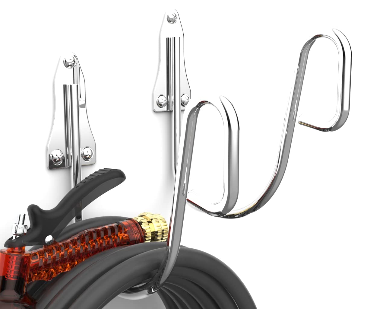 Stainless Steel Garden Hose Hook 2 Pack - Heavy Duty Wall Mount Hanger for Water Hose, Extension Cords & Air Compressor Hose - Rust Proof Outdoor Organizer for Garage, Yard & Garden Storage