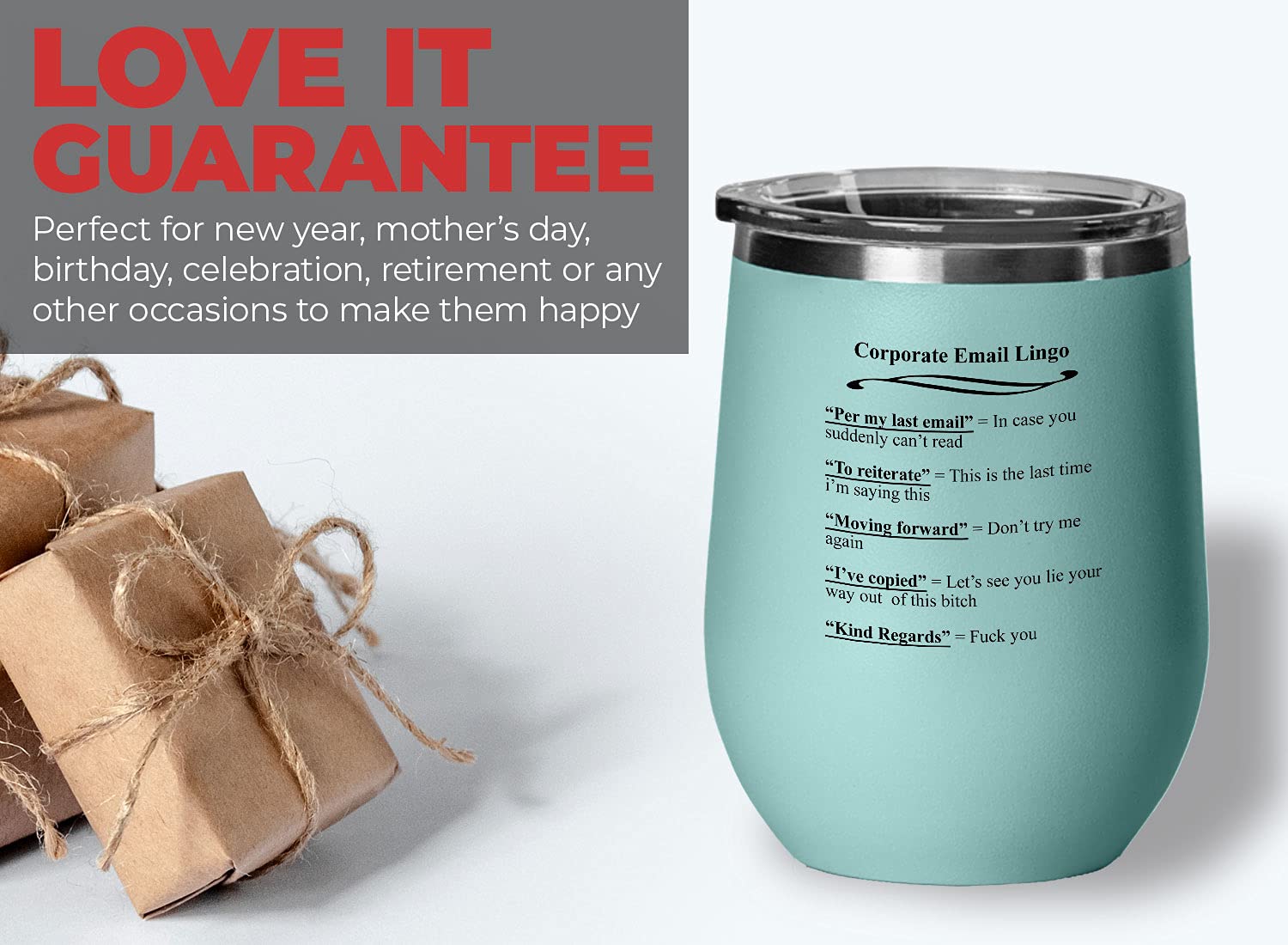 Funny Hilarious Joke Employee Teal Wine Tumbler 12 Oz - Corporate Email Lingo | Perfect Office Gift for Coworkers, Boss Day & White Elephant Parties