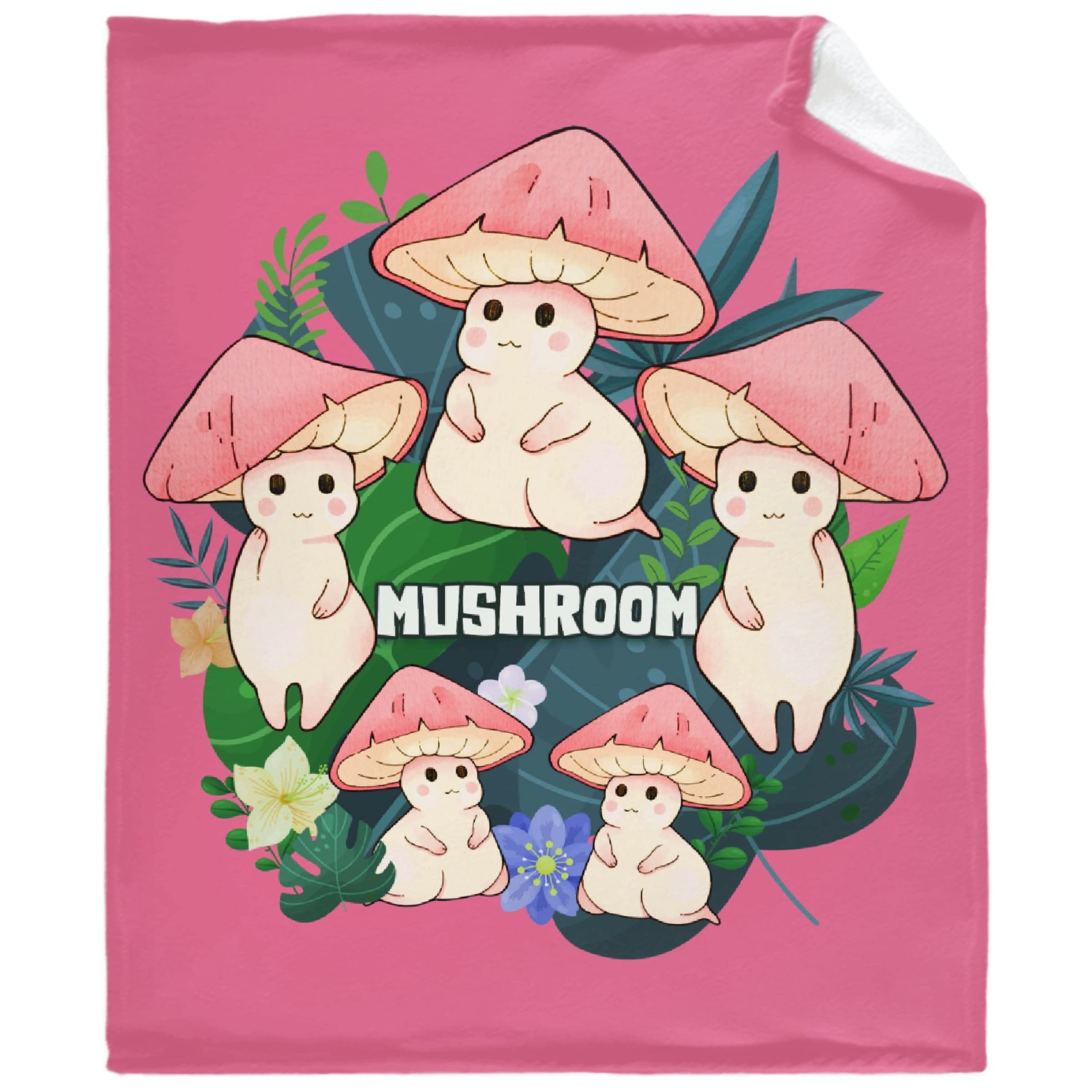 Kutadanti Plants Mushroom Throw Blanket - Ultra Soft Cozy Warm Fuzzy Flannel Blanket 80x60 Inches for Couch, Bed, Sofa - Perfect for Adults, Home Decor, Camping & Car Travel - Ideal Gift for Christmas, Birthday