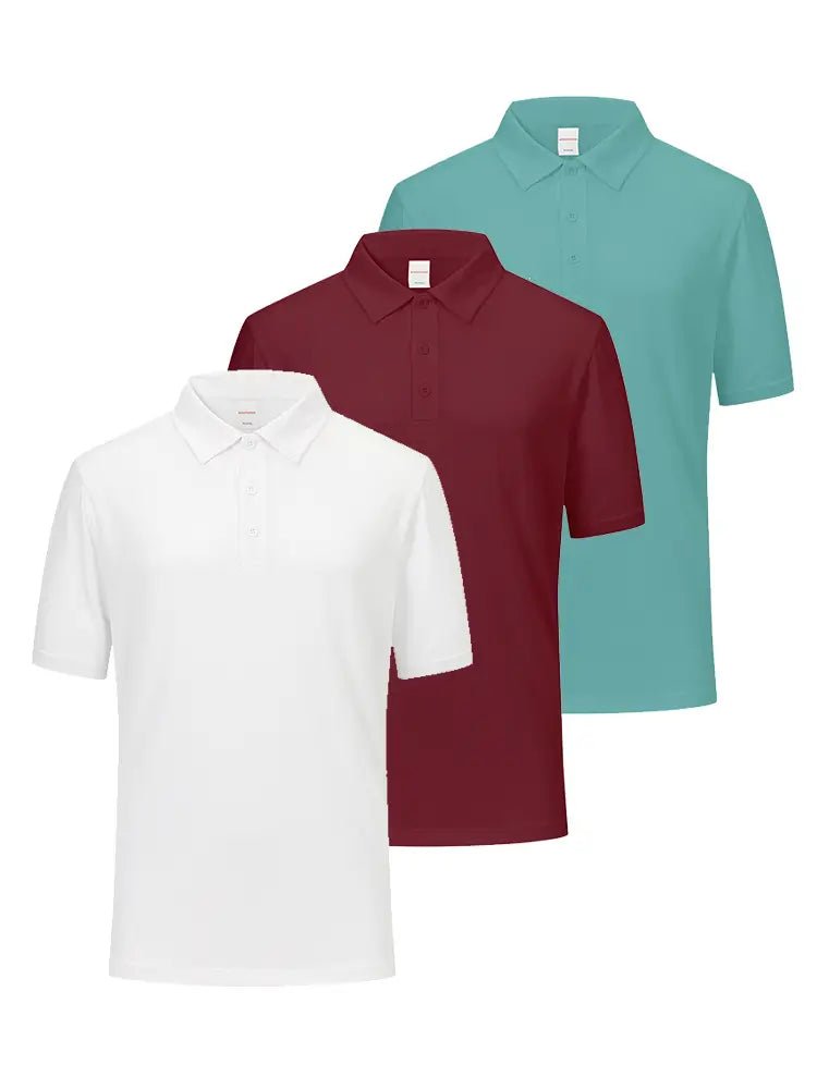 3 Pack Moisture-Wicking Performance Short Sleeve Golf Shirts for Men - Breathable Quick-Dry Athletic Polo Tops - Perfect for Golf, Tennis & Casual Wear