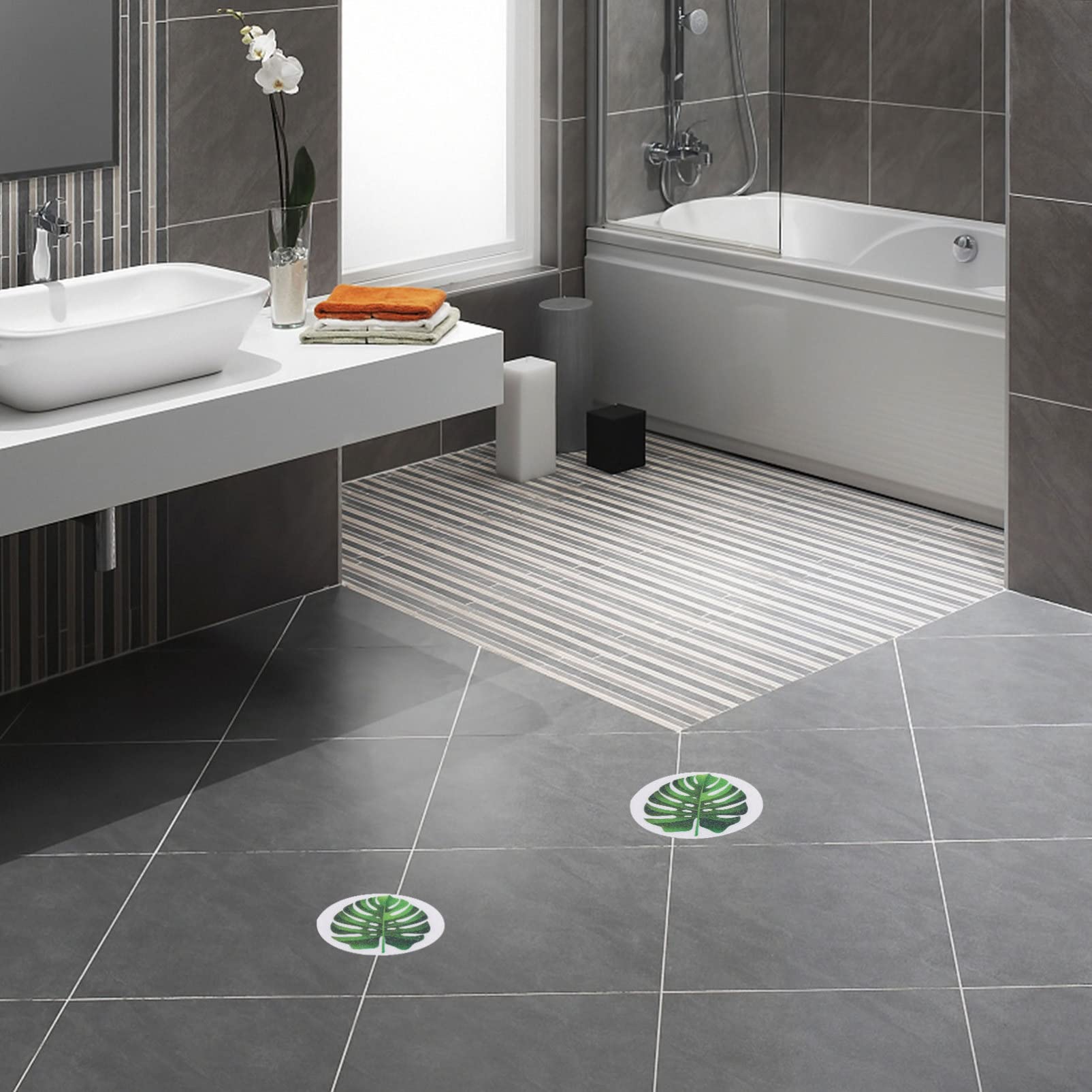 Zerodeko 12-Piece Leaf-Shaped Non-Slip Bath Stickers for Bathtub & Shower Floor - Cute Anti-Skid Decals for Kids & Adults Bathroom Safety - Perfect for Bathtubs, Tiles, and Pool Steps
