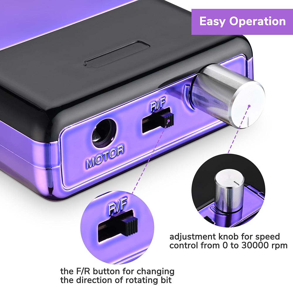 Rechargeable Nail Drill Machine for Acrylic Nails - Professional Manicure & Pedicure Kit with 6 Bits & LED Light | Perfect for Home Salon, Nail Art Design & DIY Nail Care