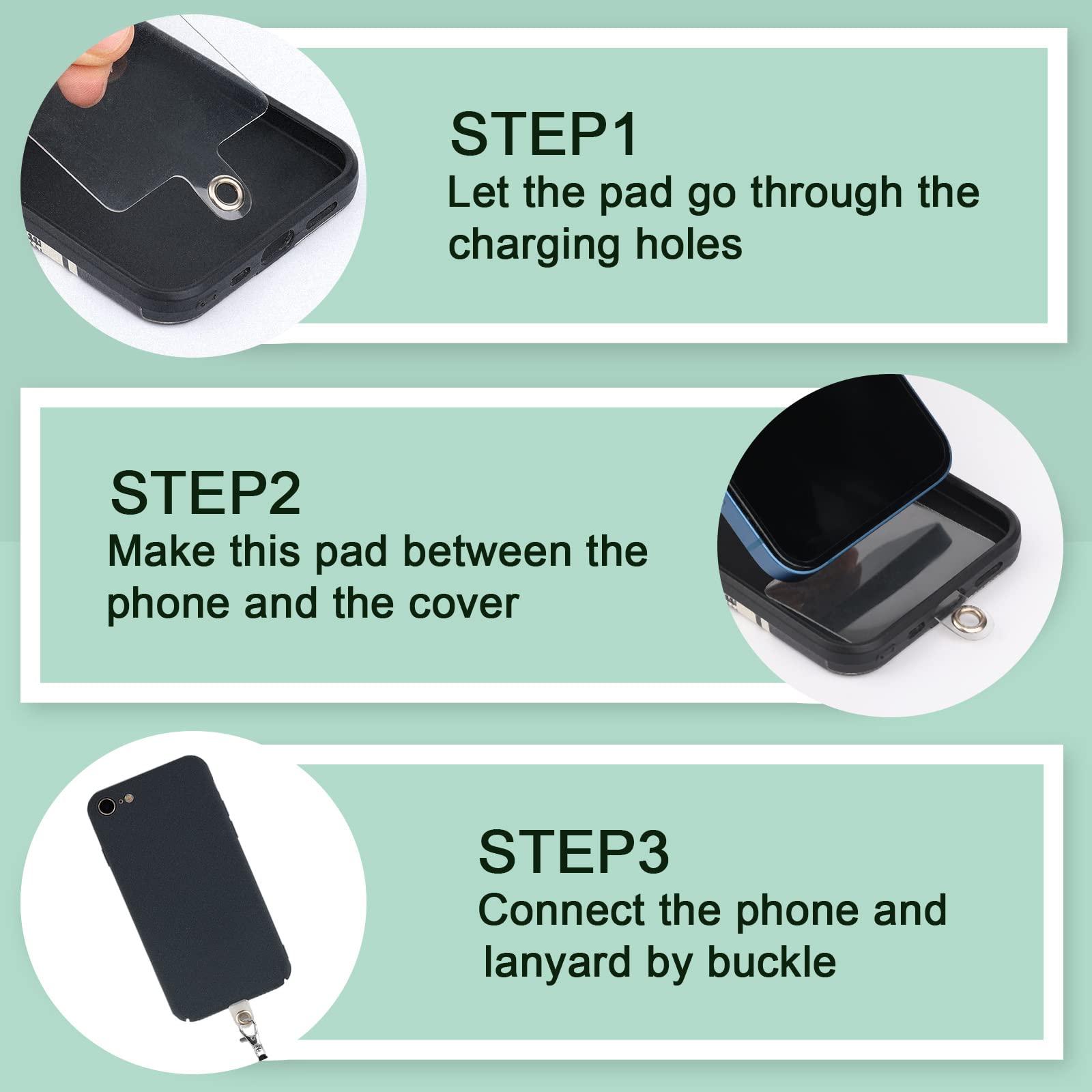 8pcs Clear Crossbody Phone Strap Tabs - Universal Phone Lanyard Patch for iPhone, Samsung & Most Smartphones - Secure Hands-Free Use for Running, Hiking & Travel