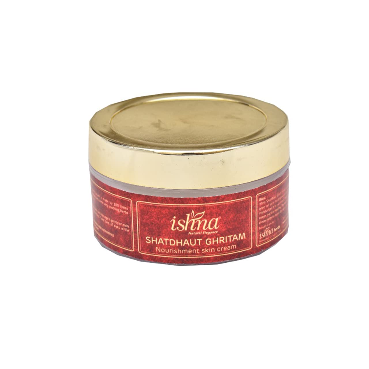 Ishna Shatdhaut Ghrit Cream - 100% Natural & Organic Moisturizing Face Cream for Men & Women | Suitable for All Skin Types | Cruelty-Free, Paraben-Free & Sulfur-Free | Made with Cow Ghee | 50 GM | Perfect for Daily Hydration, Dry Skin Relief & Ayurvedic Skincare Routine