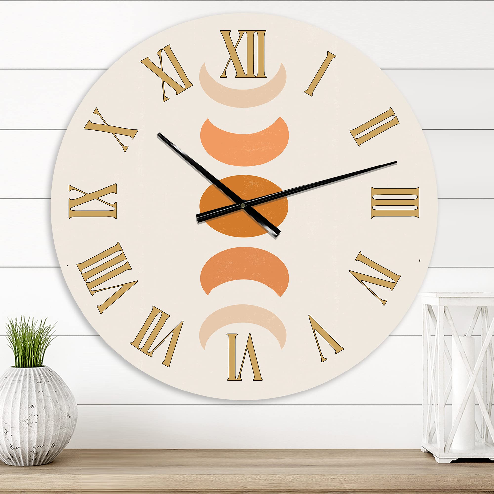 Minimalist Moon Phases Wall Clock - Modern Abstract Fractal Design Large Silent Non-Ticking Clock for Bedroom, Living Room & Office Decor | Perfect for Home, Apartment & Workspace
