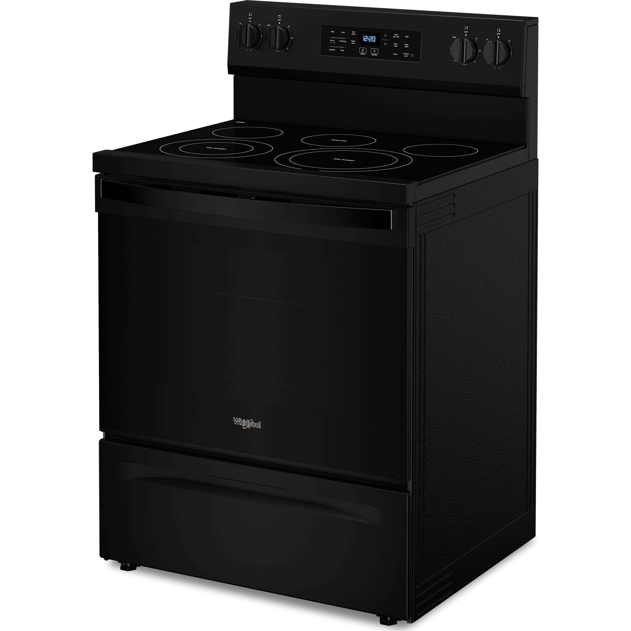 Whirlpool 30-Inch Electric Range with 5 Burners - YWFES5030RB in Black | Perfect for Modern Kitchens, Home Cooking & Baking