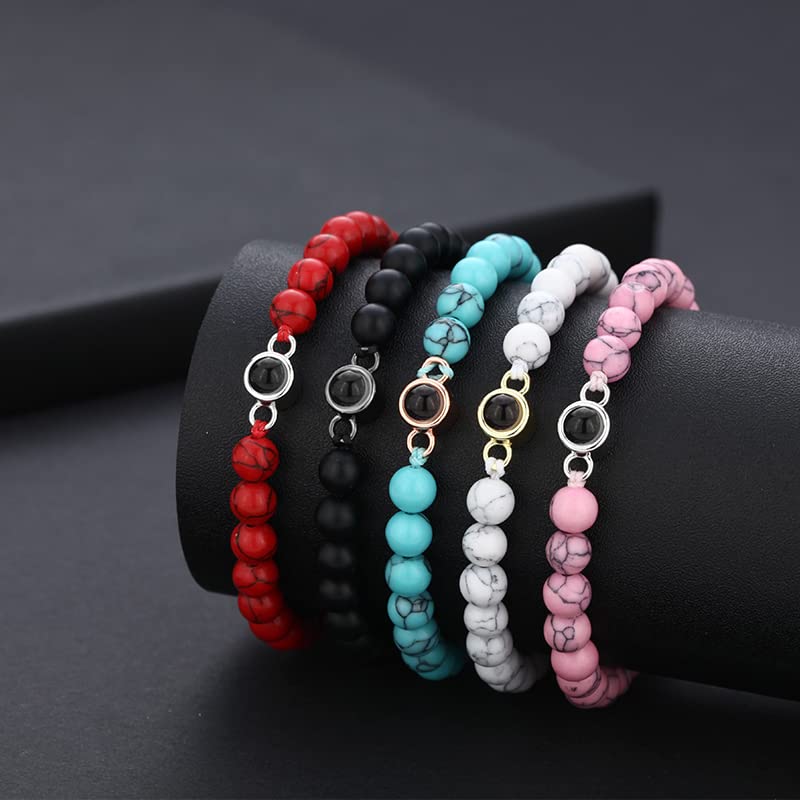 Custom Engraved Photo Projection Bracelet for Women & Men - Personalized Picture Bracelet with Lucky Beads - Unique Gift for Family, Friends & Couples - Perfect for Anniversaries, Birthdays & Romantic Occasions