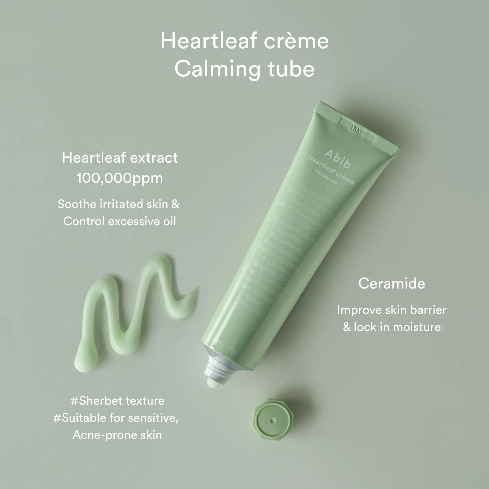 Abib Heartleaf Calming Cream 75ml - Soothing Moisturizer for Sensitive Skin, Redness Relief & Hydration - Perfect for Daily Skincare Routine & Post-Treatment Care