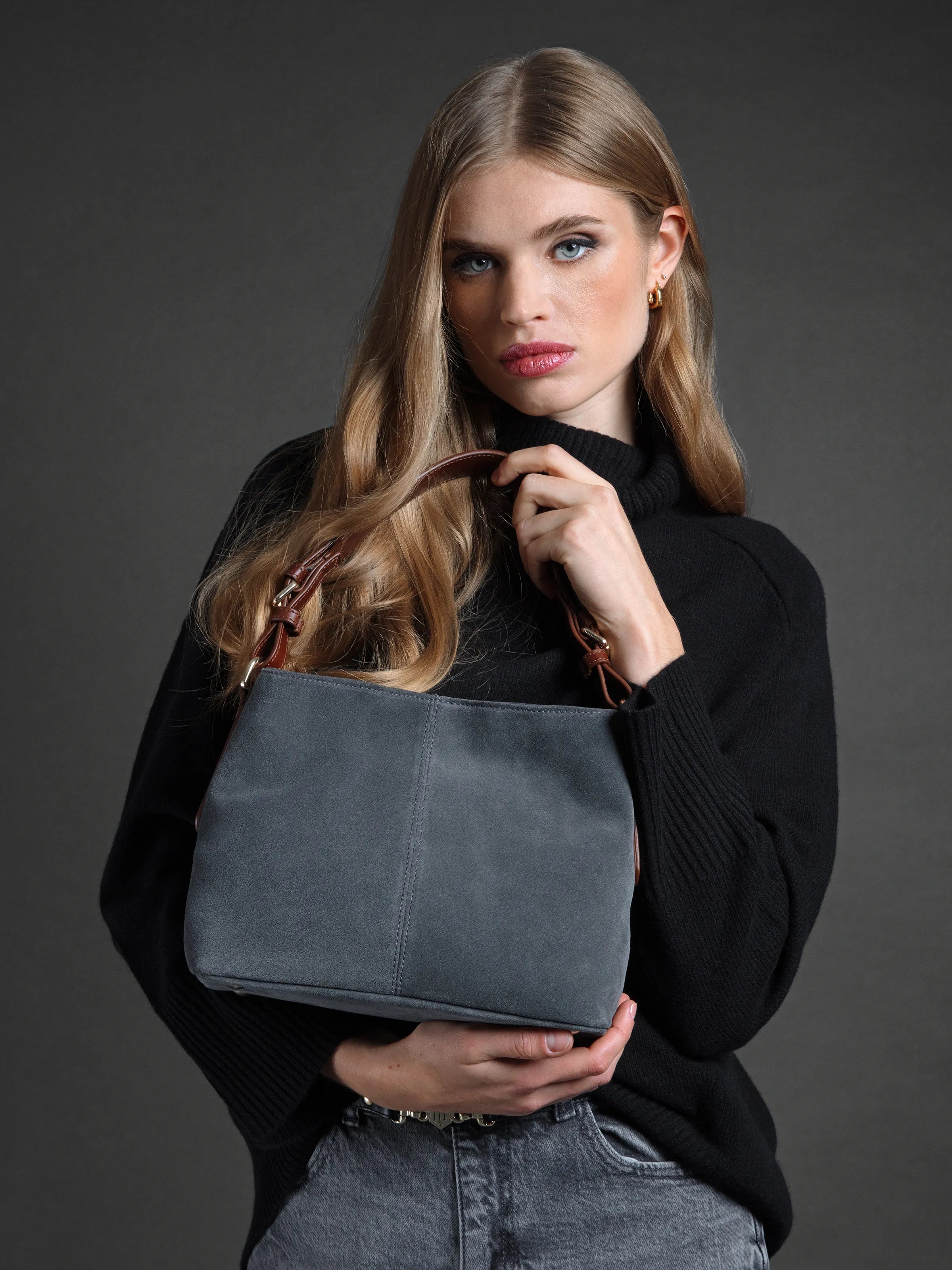Mini Tetbury Grey Suede Handbag - Stylish Crossbody Purse for Women | Perfect for Work, Travel & Evening Out