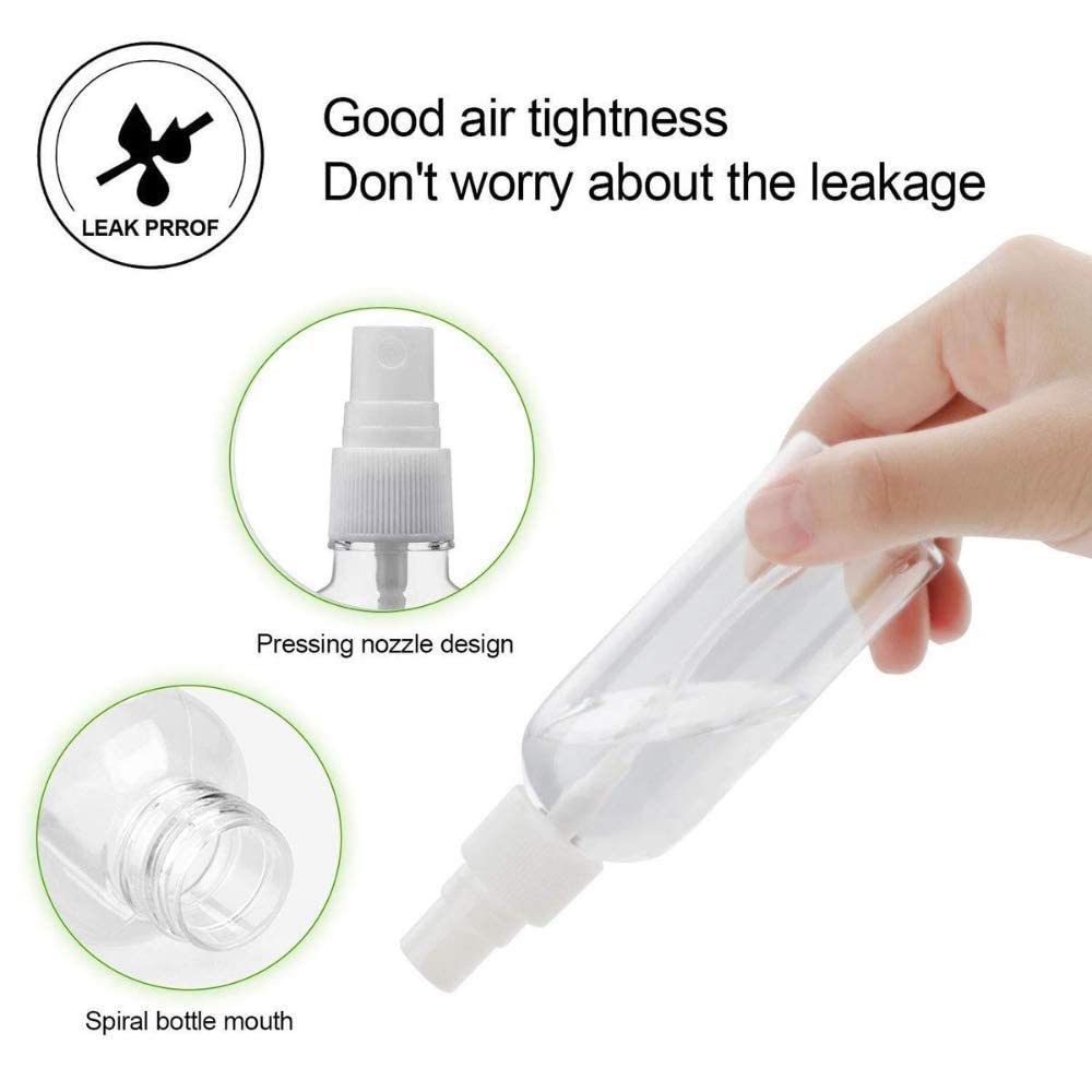6Pcs 100ML Refillable Spray Bottles, Fine Mist Perfume Atomizer - Empty Clear Travel Bottles Set for Sanitizer, Skincare, Makeup, Plants, Home & Car Use | Perfect for Travel, Office & Hand Cleaning Essentials