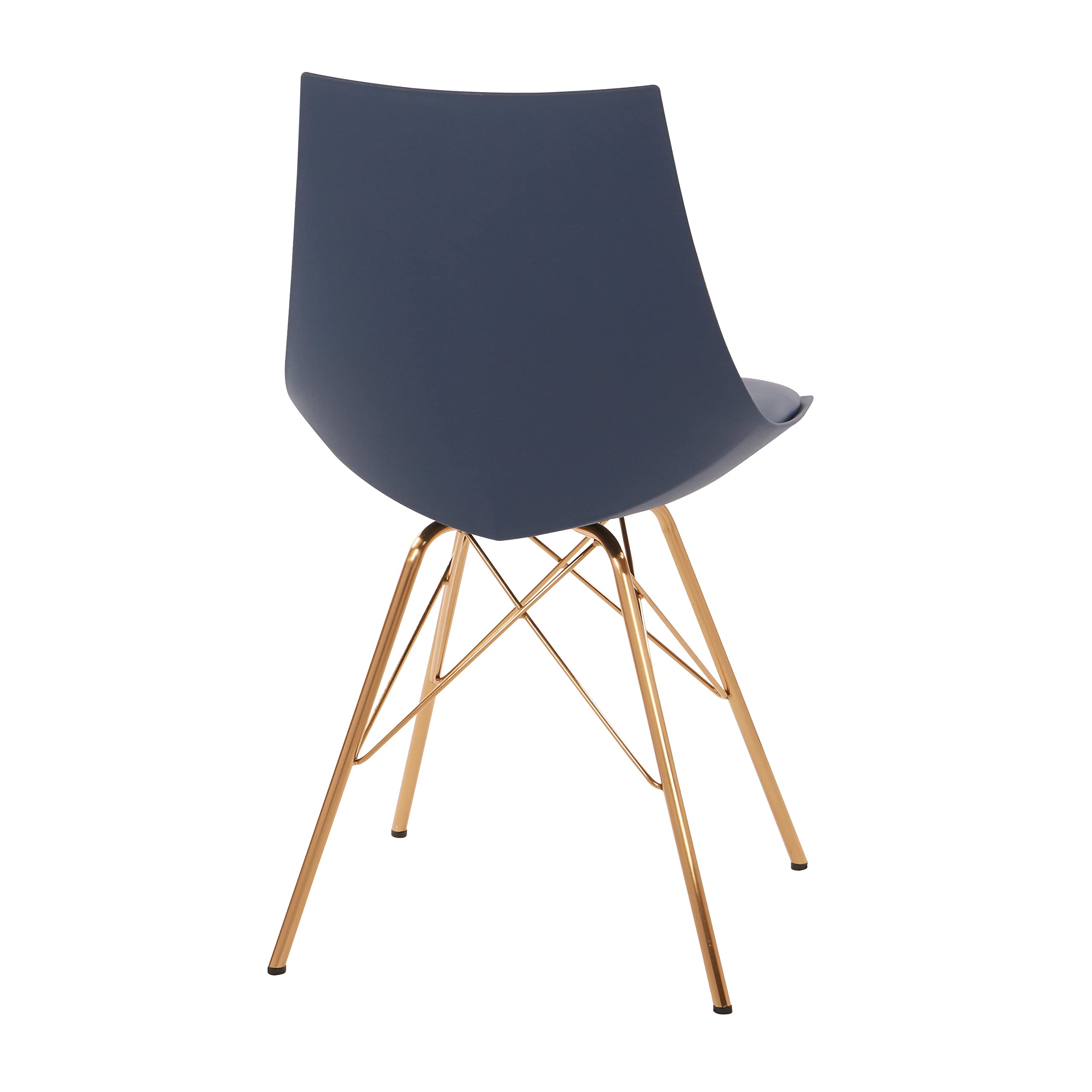 OSP Home Furnishings Oakley Mid-Century Modern Bucket Dining Chair - Navy Blue Faux Leather Padded Seat - Stylish Comfort for Dining Room, Kitchen & Home Office