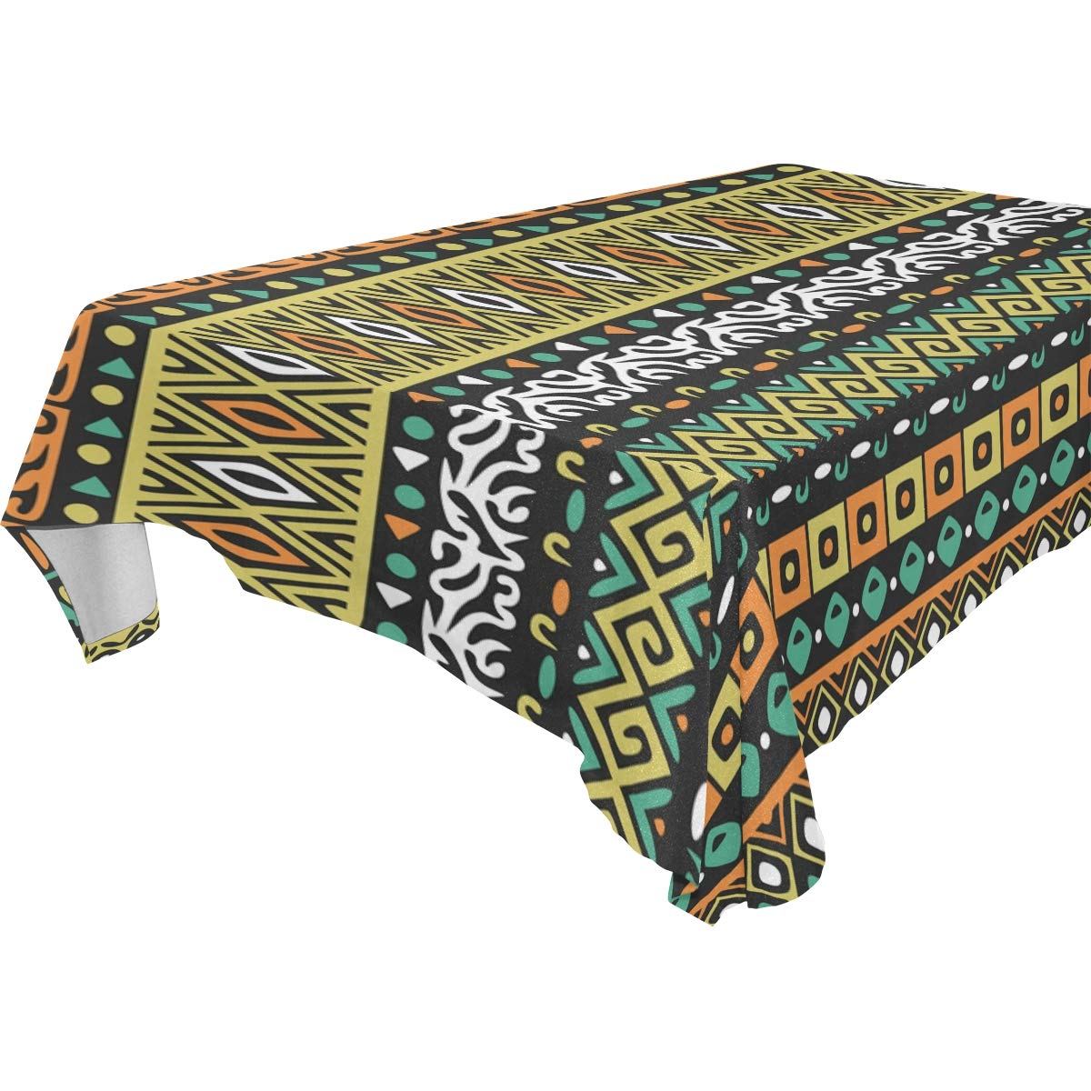 Bohemian Tablecloth - Waterproof PVC Rectangular Table Cover 54x54 Inches, Mediterranean Style Colorful Retro Design for Dining, Kitchen, Party & Outdoor Picnics