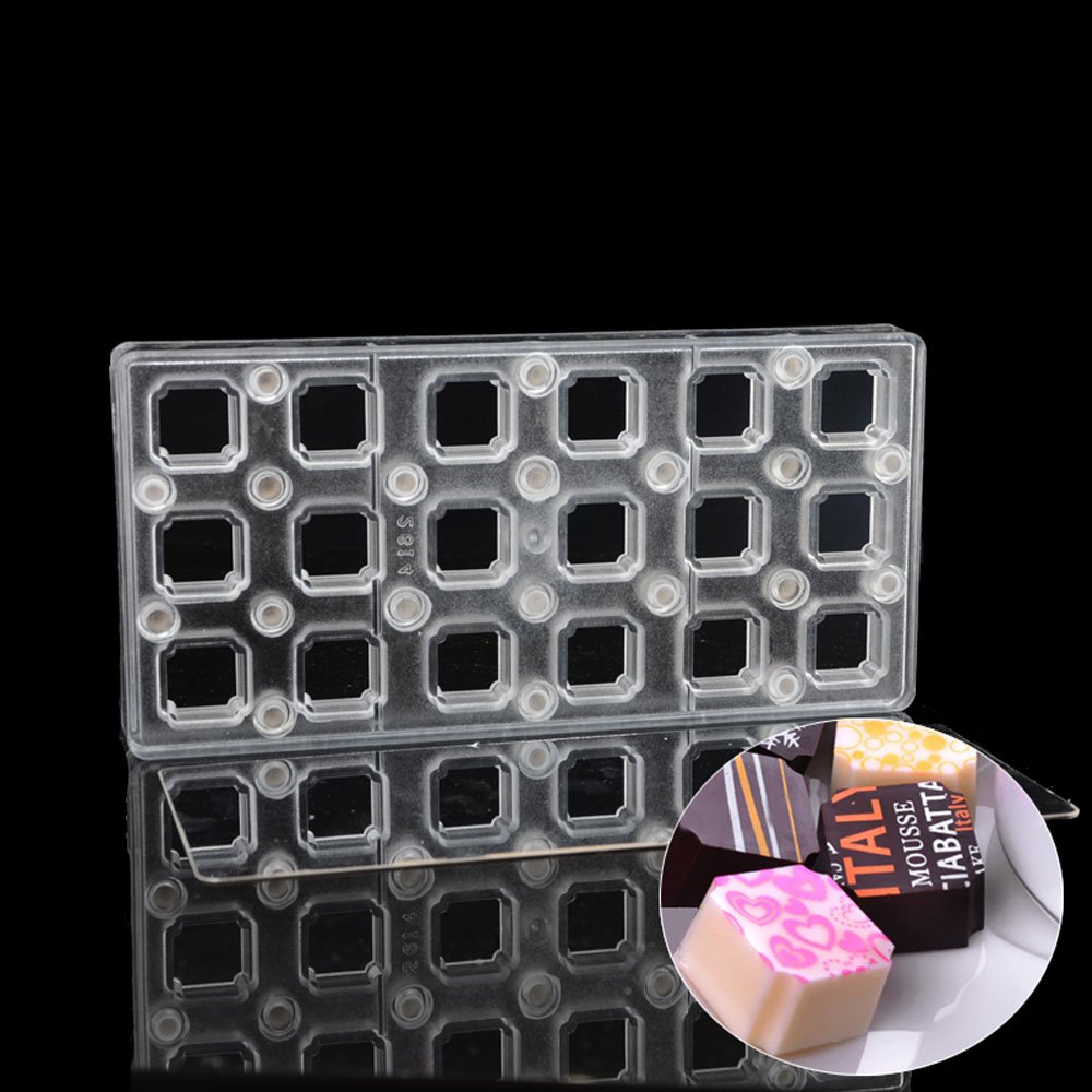 Premium Polycarbonate Chocolate Transfer Sheet Mold - DIY Handmade Candy Mould for Professional & Home Bakers - Square Shaped Magnetic Chocolate Mold (19346) - Perfect for Wedding Favors, Birthday Parties & Holiday Treats