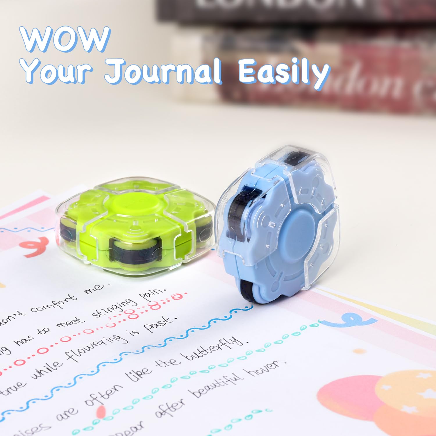 Bullet Journal Roller Stamps Set - 4 Unique Pattern Craft Stamps for Kids, Planners, Scrapbooking & DIY Card Making - Creative Scrapbook Supplies for Journaling, Bullet Journals & Craft Projects - Perfect for School, Home & Gift Giving