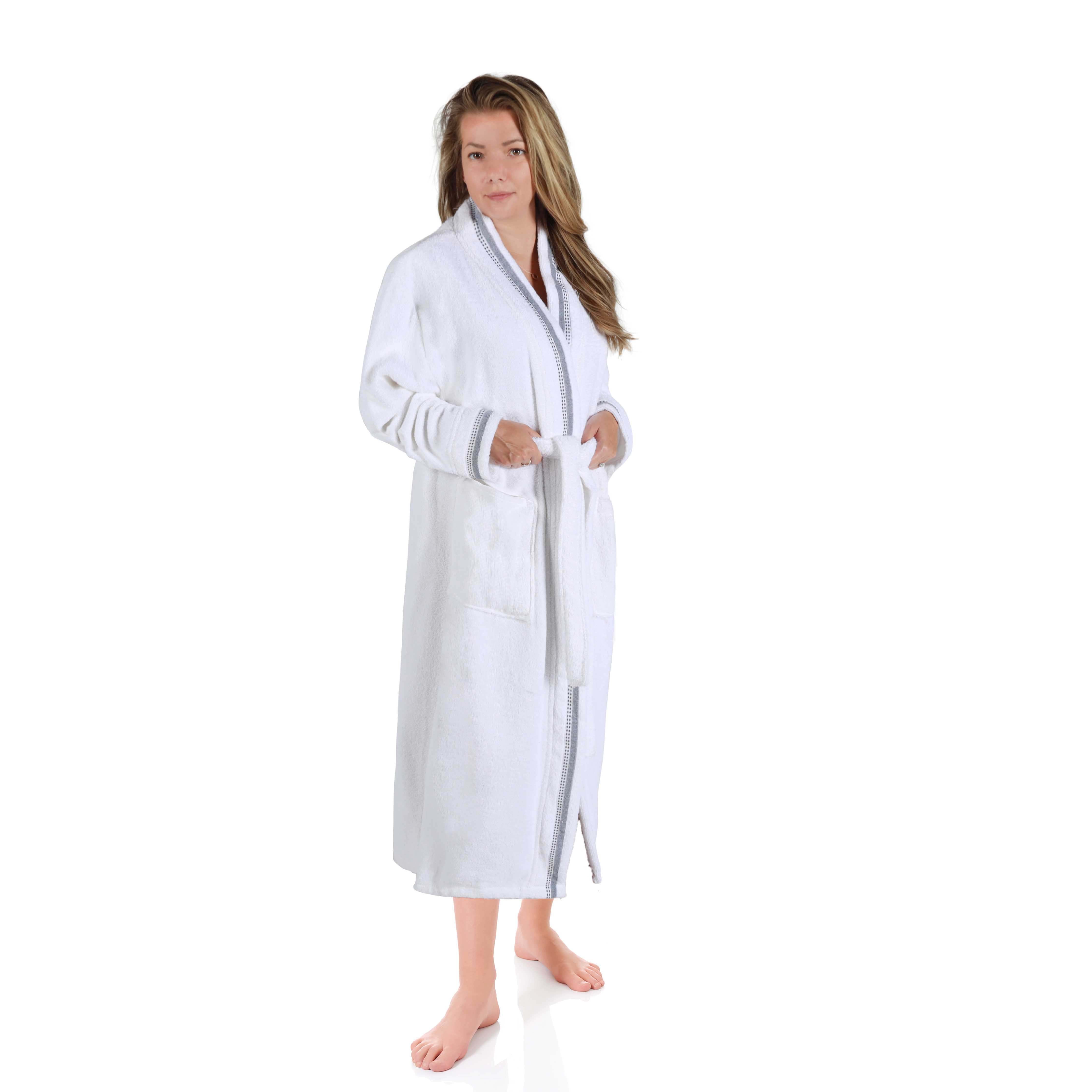 Unisex Cotton Terry Kimono Bathrobe with Embroidery - Soft & Absorbent Bath Robe for Spa, Hotel, Home Relaxation & Gift Giving