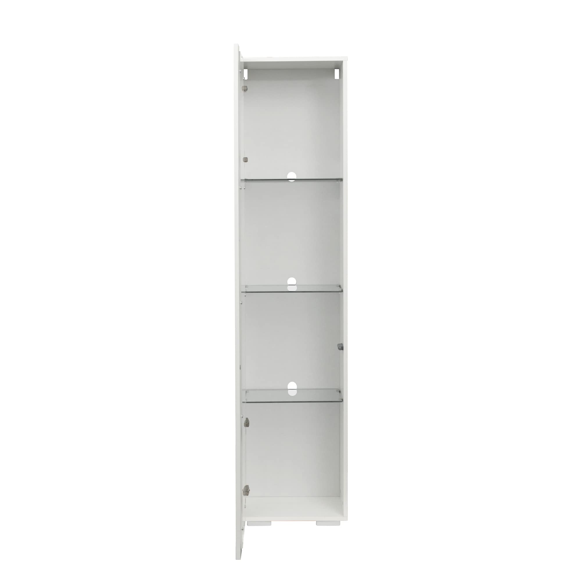 Bellemave White High Gloss LED Bookcase - Narrow Storage Cabinet with Adjustable Shelves & Cupboard Door - Freestanding Tall Cabinet for Living Room, Hallway, Office - Perfect for Home Organization & Display Decor