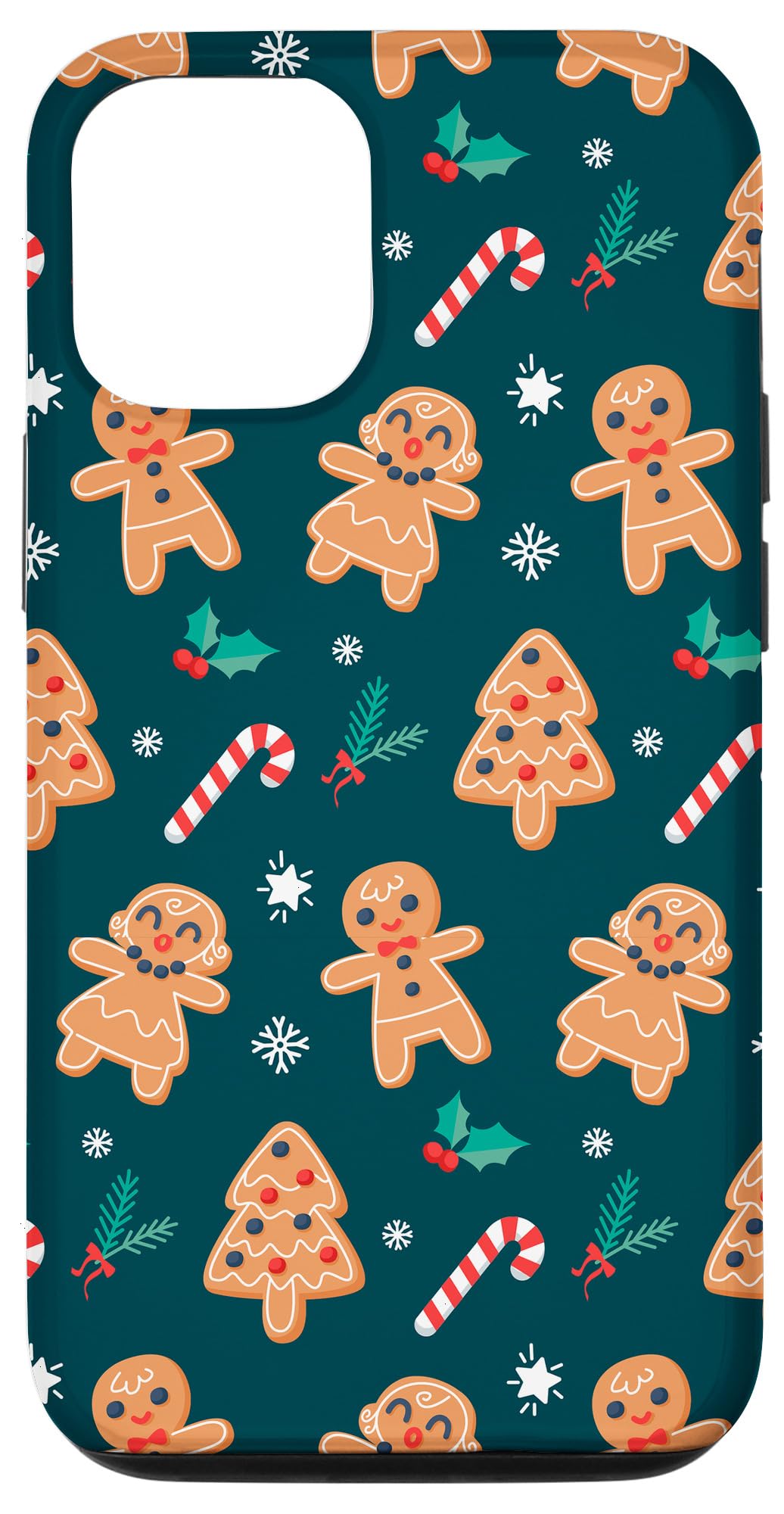 iPhone 12/12 Pro Christmas Phone Case - Festive Gingerbread Man & Candy Cane Design | Holiday Gift, Winter Protection, Party Accessory