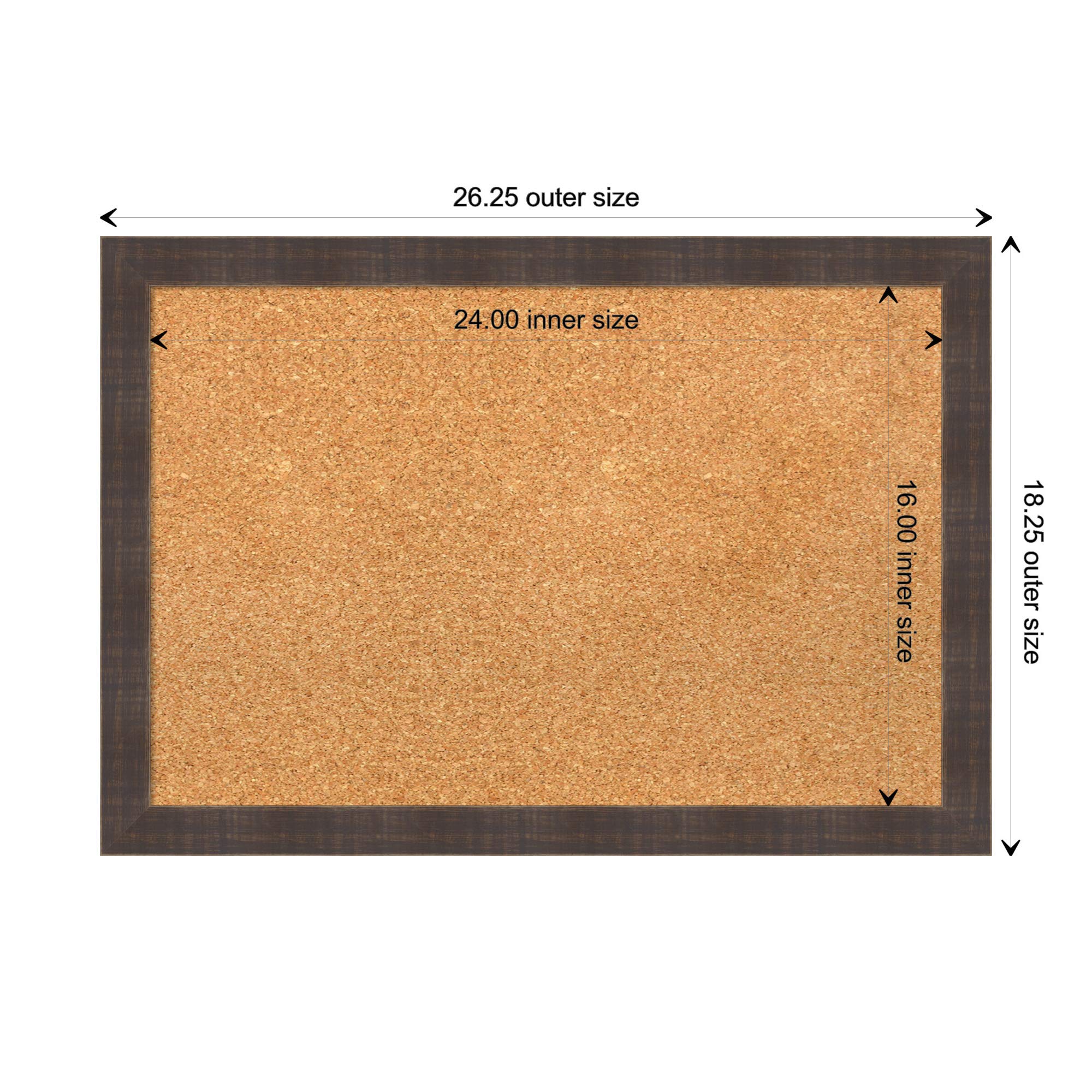 Amanti Art 18x26 Natural Cork Board with Brown Wood Frame - Rustic Farmhouse Pinboard for Office & Home Organization - Perfect for Vision Boards, Memo Displays & Wall Decor
