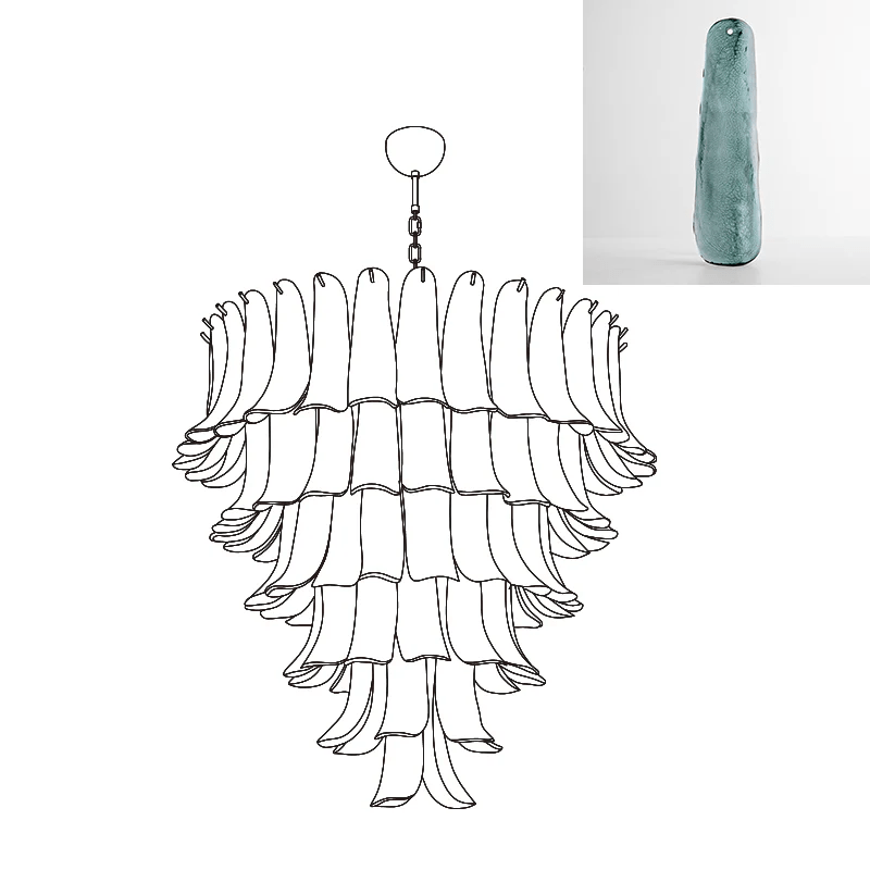 Handcrafted Murano Glass Petals Chandelier - Elegant Venetian Crystal Ceiling Light Fixture for Dining Room, Living Room & Bedroom Decor