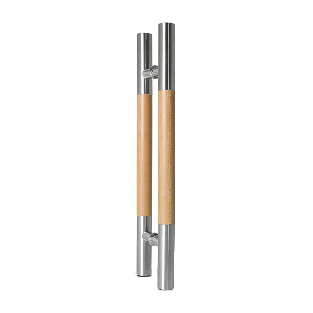 Stainless Steel Door Pull Handle - 2 Pack Solid Wood Cabinet Handle with Hexagon Top Wire Design - Heavy Duty Gate Handle for Sliding Barn Doors, Gates, Garages & Sheds - Perfect for Rustic Home Decor & Farmhouse Style Entryways