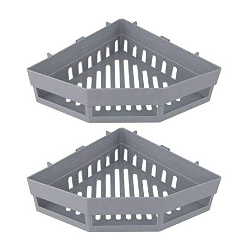 2-Pack Gray Triangle Shower Corner Shelf - Bathroom Storage Organizer Rack for Shampoo, Soap & Accessories - Space-Saving Bathroom & Shower Organizer for Small Spaces - Perfect for Apartments, Dorms & RVs