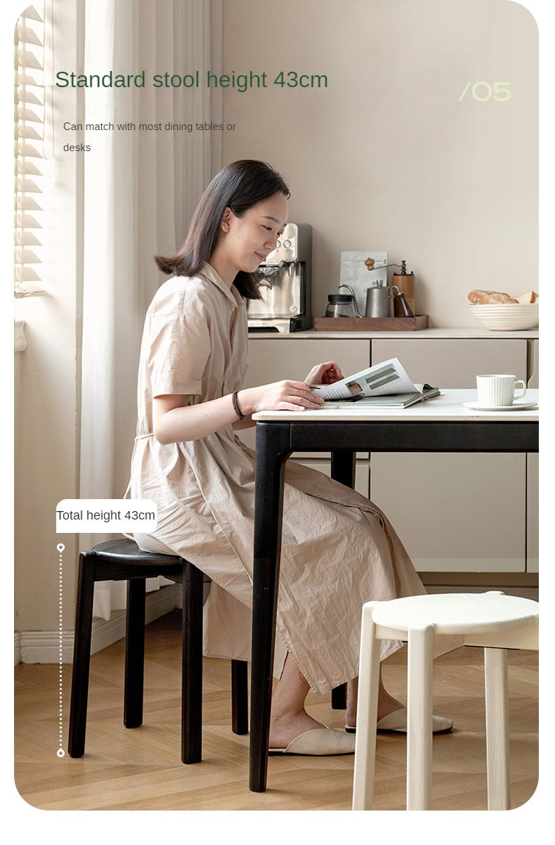 Solid Oak Wood Stacking Stool - Durable & Space-Saving Bar Stool for Kitchen Island, Dining Room, or Outdoor Patio Use