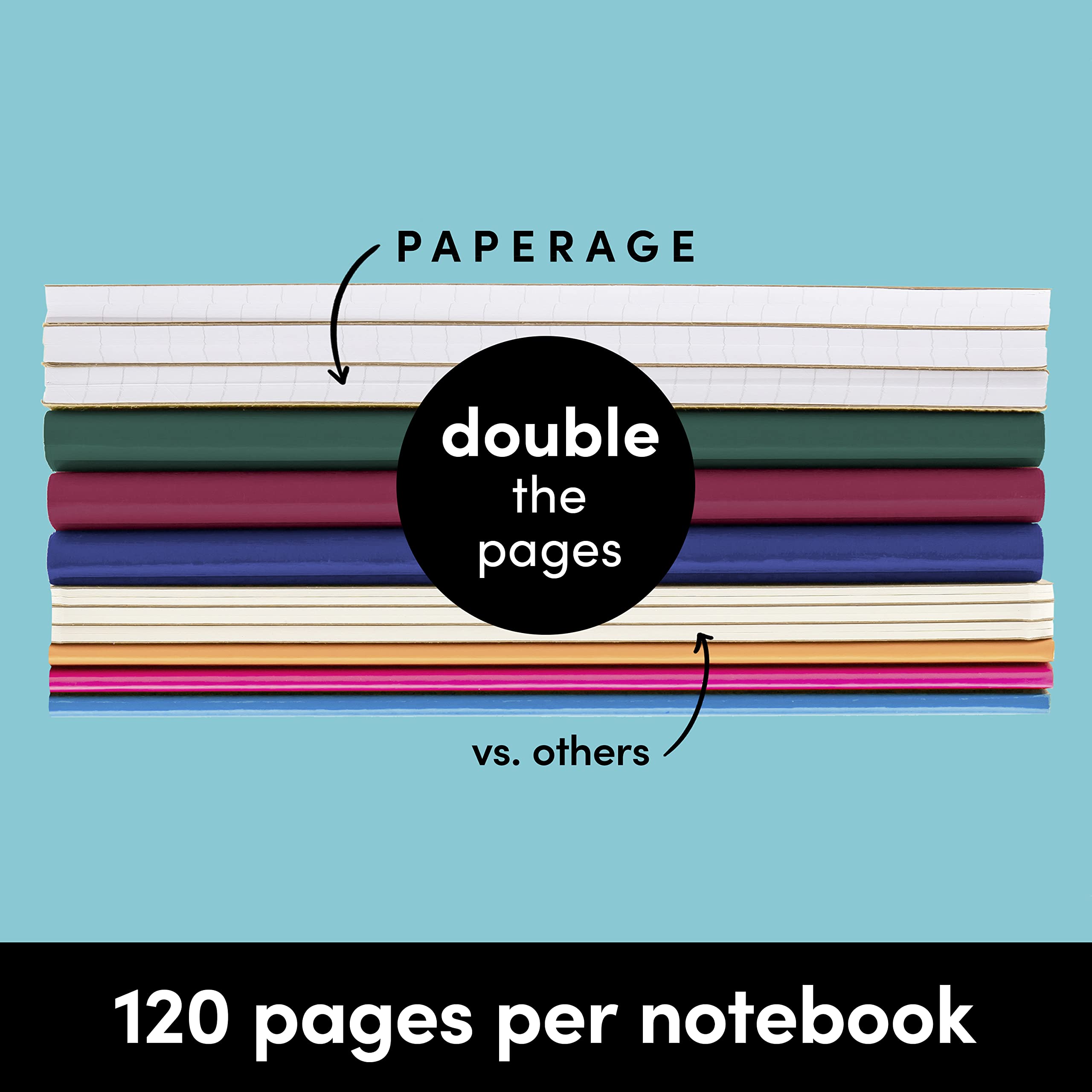 PAPERAGE 48-Pack Composition Notebooks - 120 Pages College Ruled Lined Paper, Kraft Cover with Jewel Tone Spines, 8