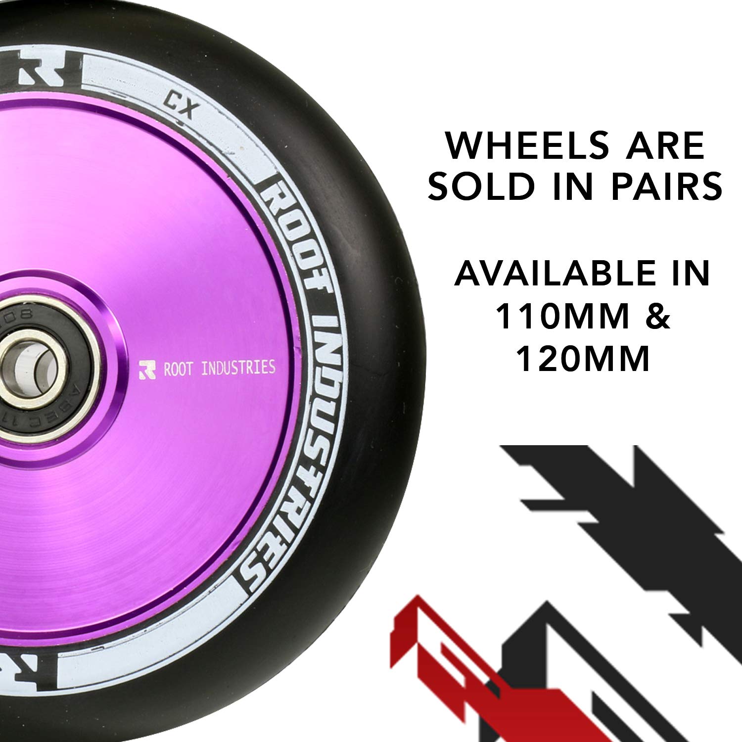 Root Industries Kids' 120mm AIR Wheels - Black/Purple Inline Skate Wheels for Boys & Girls - Perfect for Roller Skating, Outdoor Play & Skate Parks