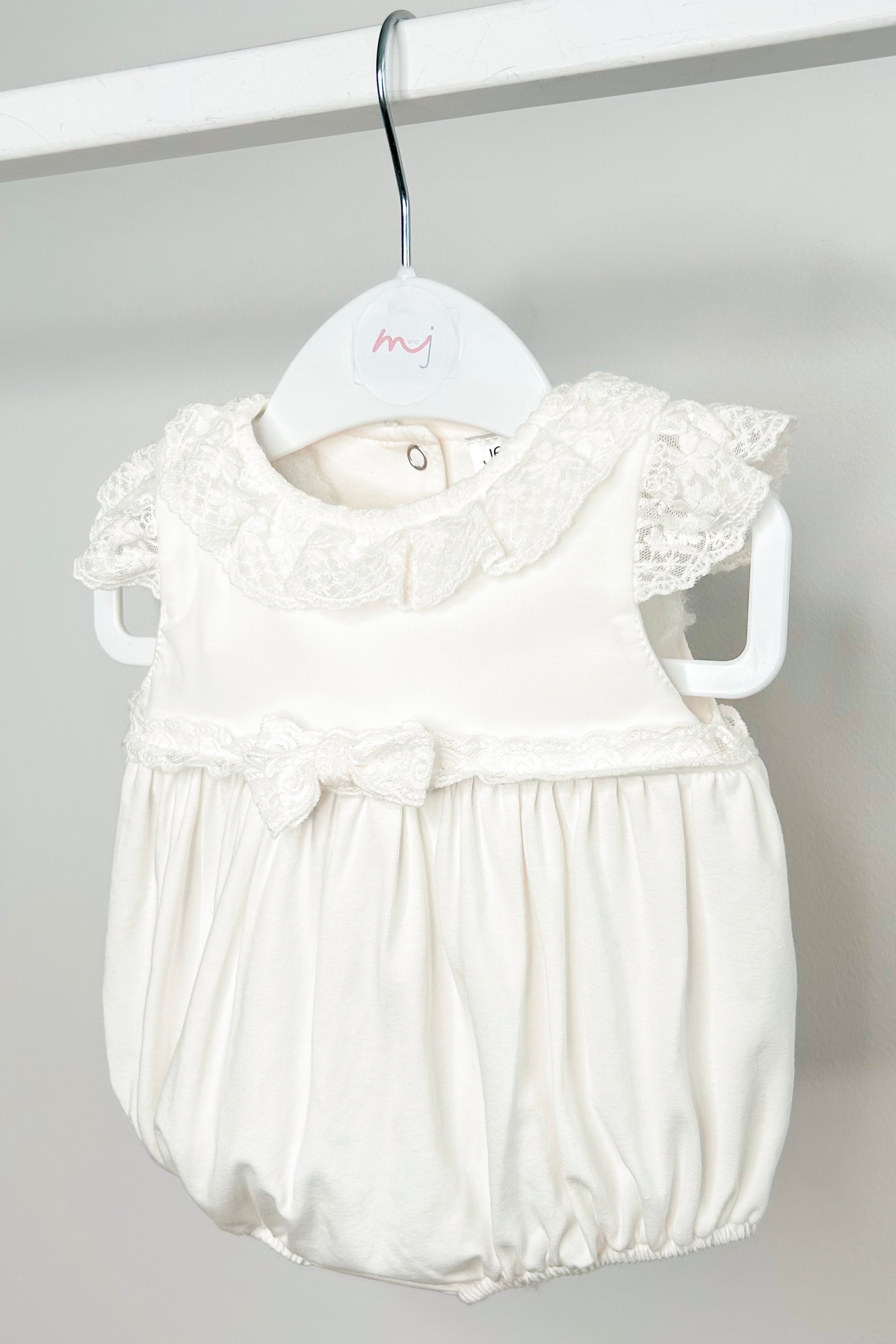 Sofi Ivory Lace Romper for Women - Elegant Floral Lace Jumpsuit with Short Sleeves & V-Neck | Perfect for Summer Weddings, Beach Vacations & Date Nights
