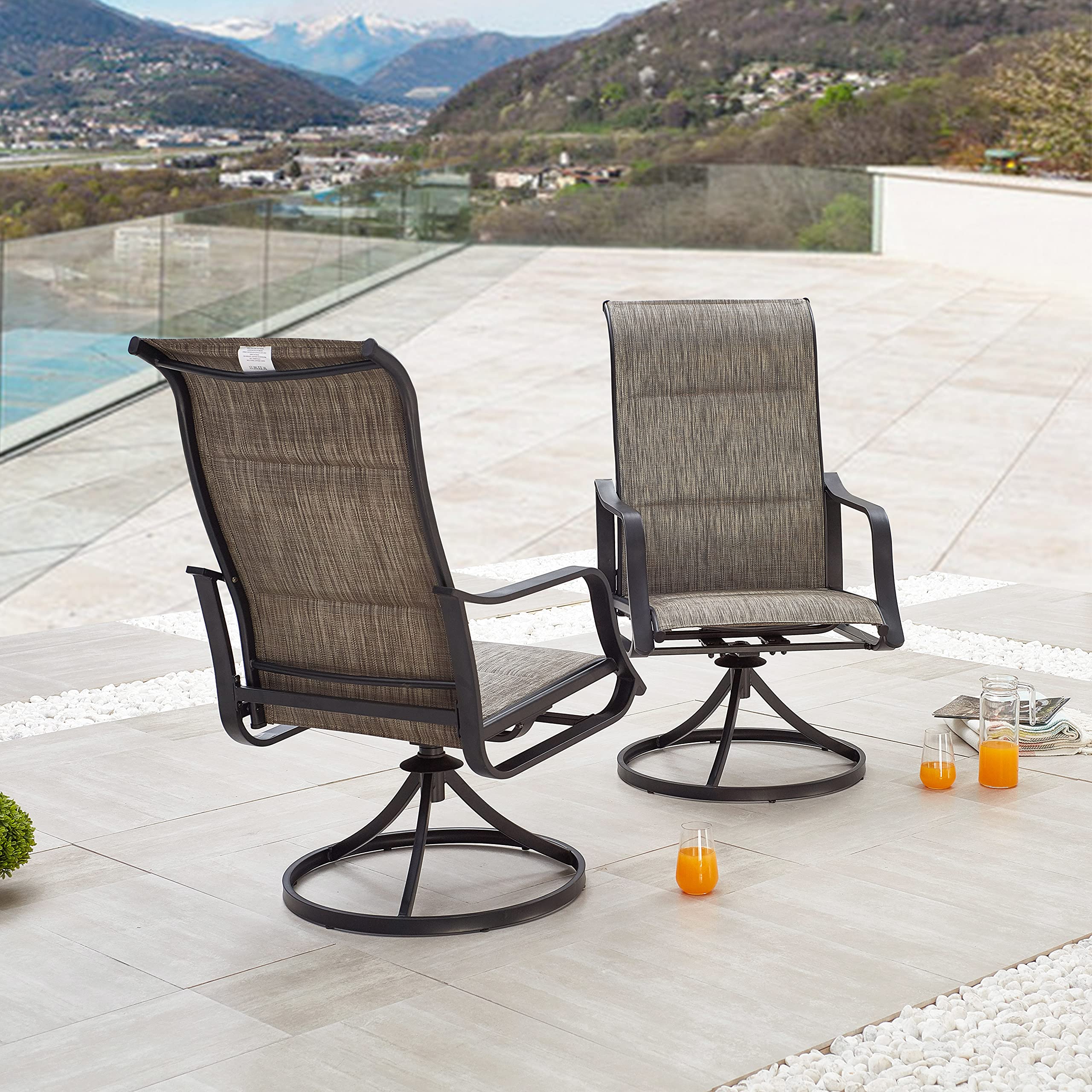 LOKATSE HOME 8-Piece Patio Dining Swivel Chair Set - Outdoor Bistro Furniture for Backyard, Deck, Garden, Porch & Yard - Weather-Resistant Grey Chairs - Perfect for Outdoor Entertaining, Relaxing & Dining Al Fresco