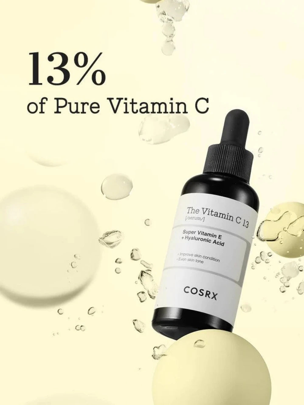 COSRX Vitamin C 13 Brightening Serum 20ml - Korean Skincare for Dark Spots & Glowing Skin | Day & Night Facial Treatment for Even Tone