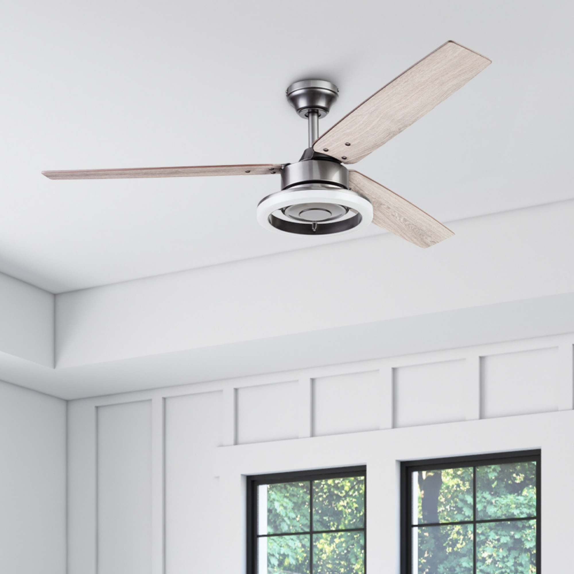 52 Inch Orbis Ceiling Fan with Remote Control in Gun Metal Finish - Perfect for Living Room, Bedroom, and Office Cooling & Air Circulation