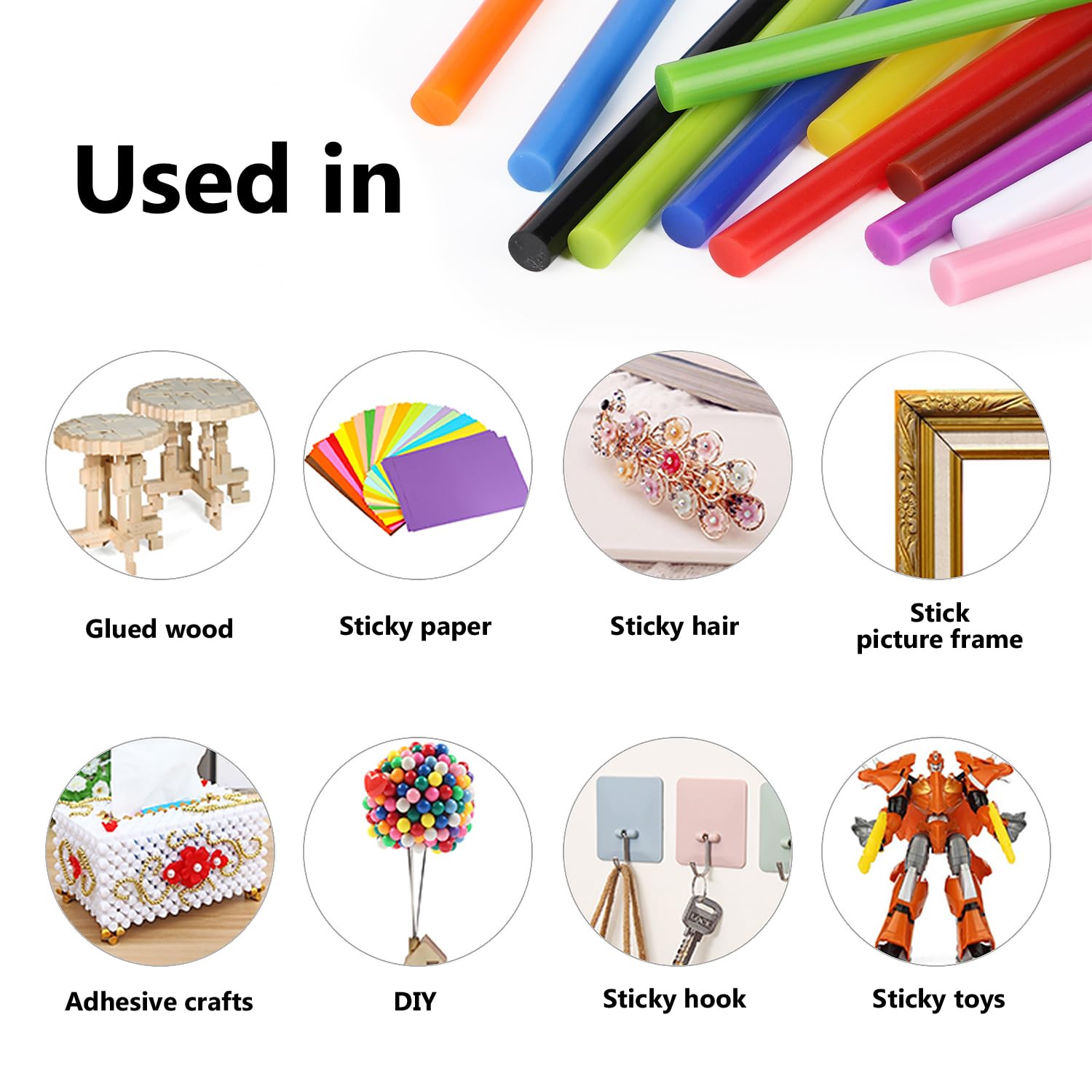 ENPOINT 72-Pack Colored Hot Glue Sticks - 0.27 x 3.93 Inch Mini EVA Adhesive for DIY Crafts, Art Projects, Home Repairs & School Supplies - 12 Vibrant Colors for Creative Bonding & Quick Fixes