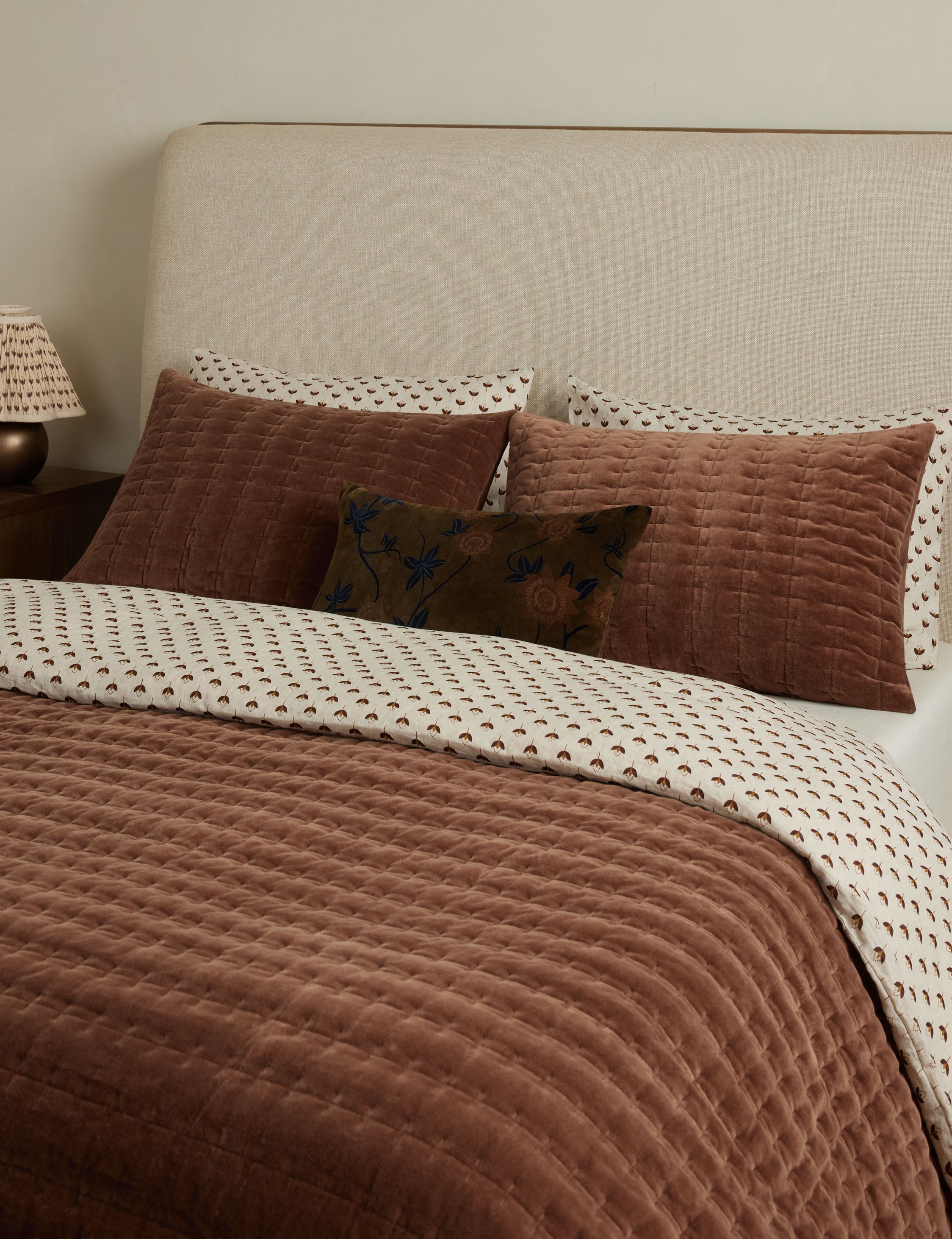 Anderson Velvet Quilted Sham - Luxury Soft Velvet Pillow Cover for Bedroom Decor, Home Decor, Couch & Sofa - Perfect for Master Bedroom, Guest Room & Living Room